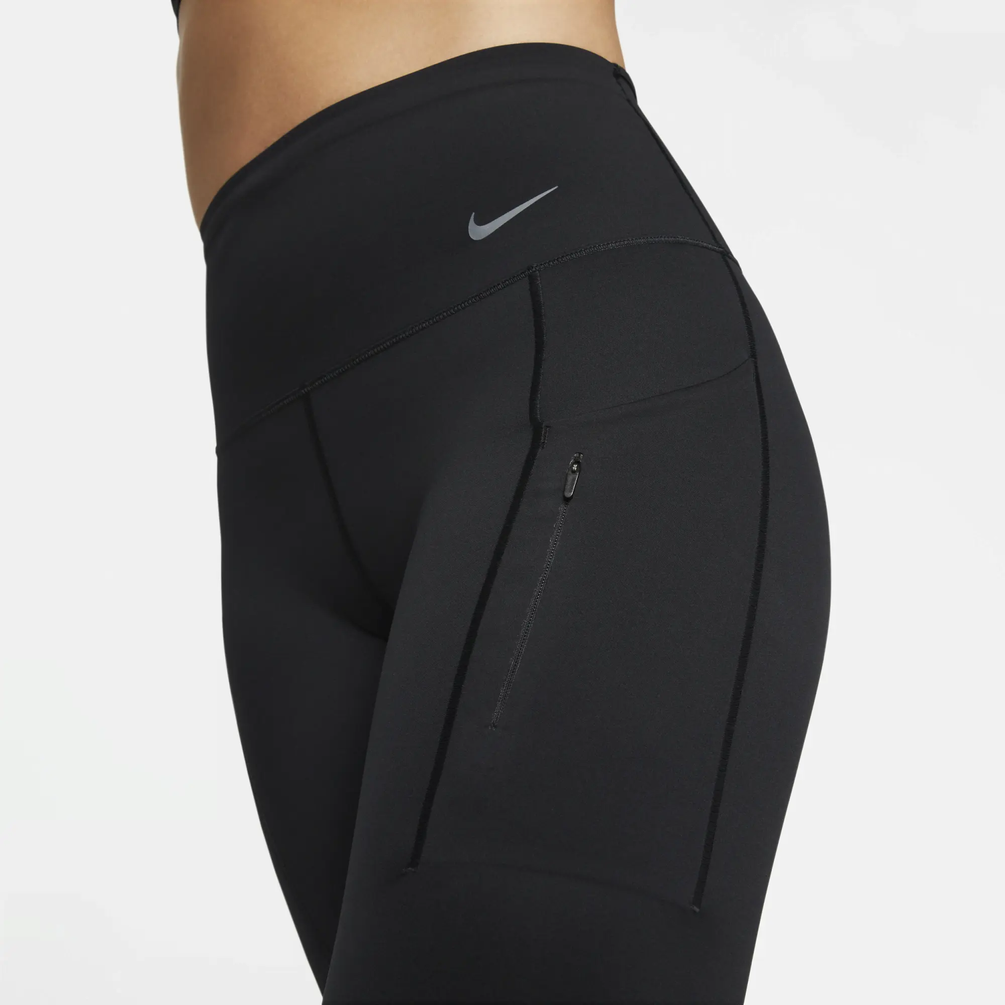 Nike Go Women's Firm-Support High-Waisted 7/8 Leggings with Pockets - Black - Nylon/Elastane