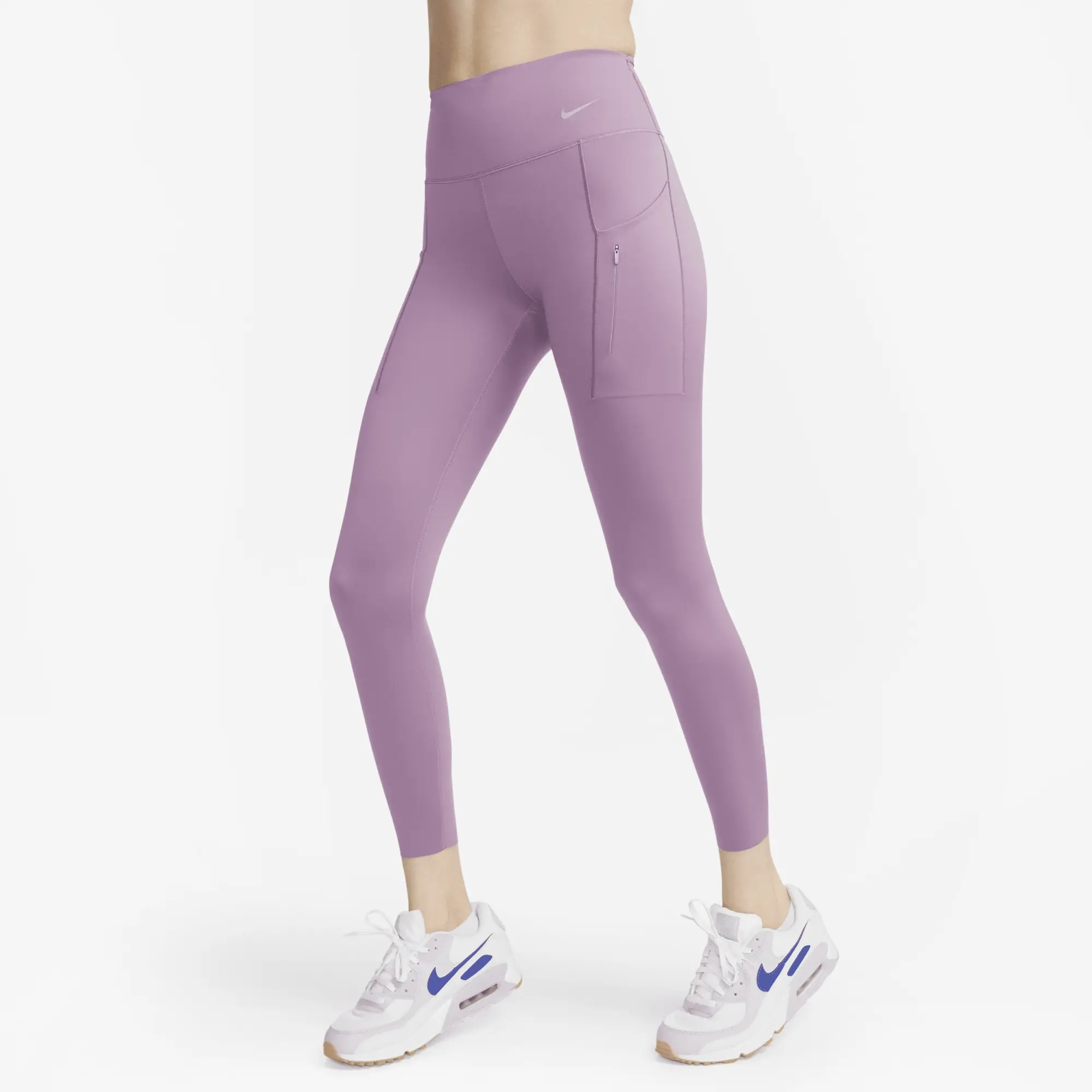 Nike Go Women's Firm-Support Mid-Rise 7/8 Leggings with Pockets - Purple - Nylon/Elastane
