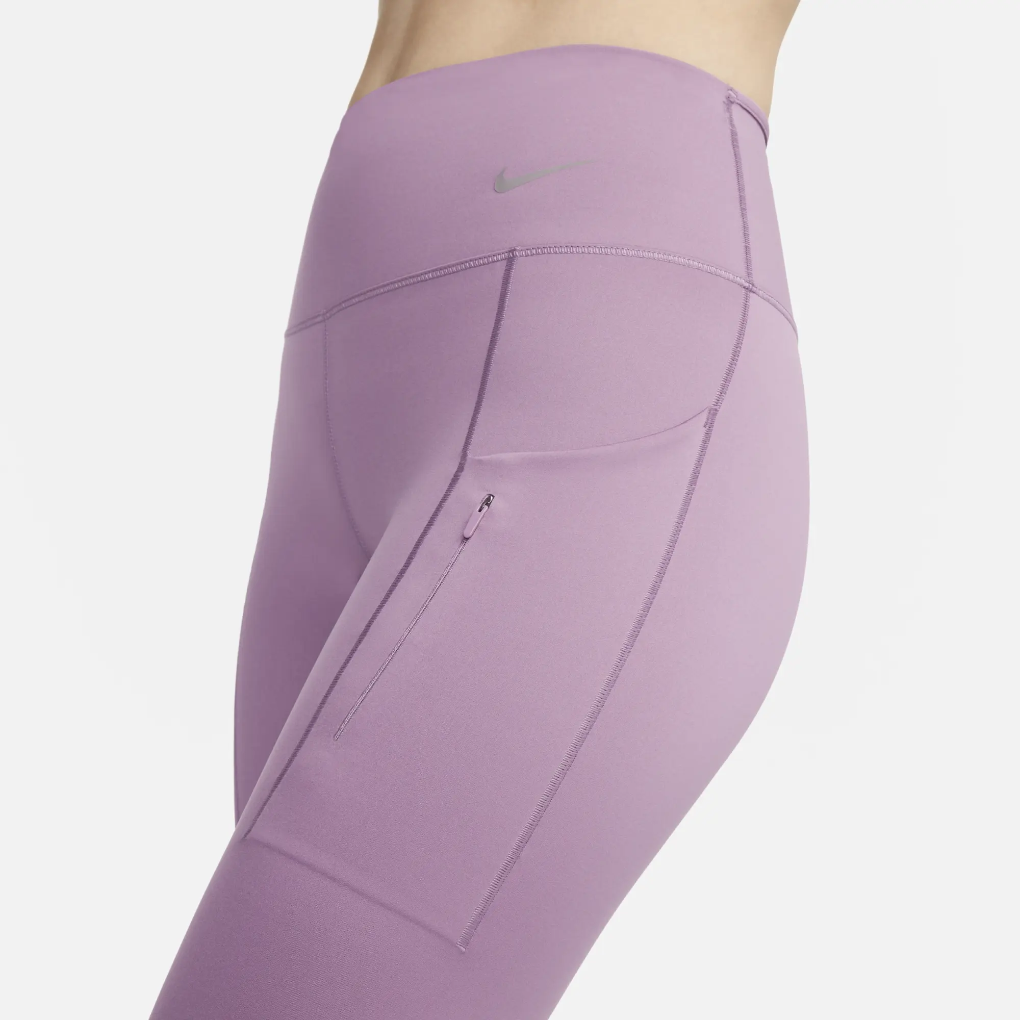 Nike Go Women's Firm-Support Mid-Rise 7/8 Leggings with Pockets - Purple - Nylon/Elastane