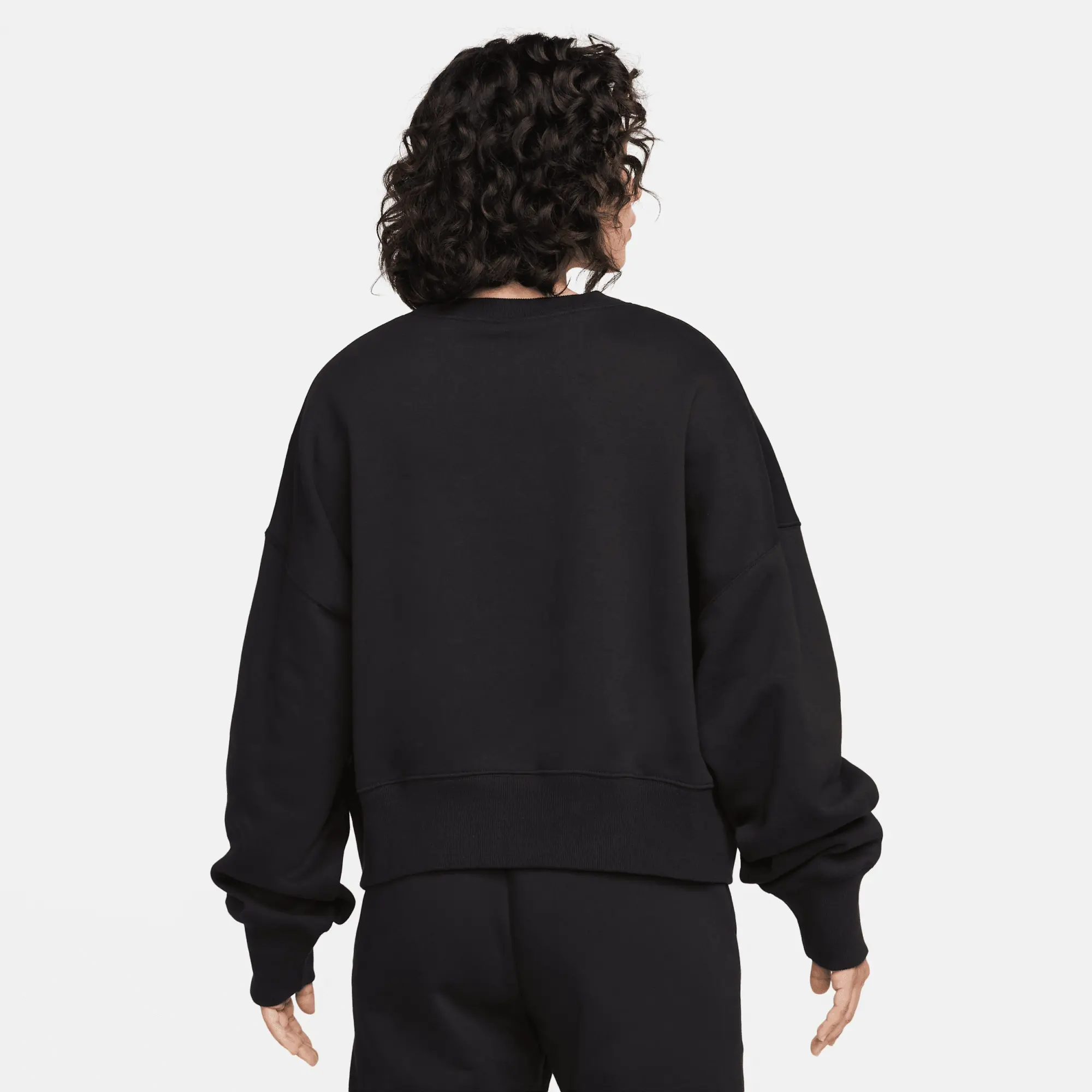 Women's Nike Phoenix Fleece Crew Neck Sweatshirt in Black