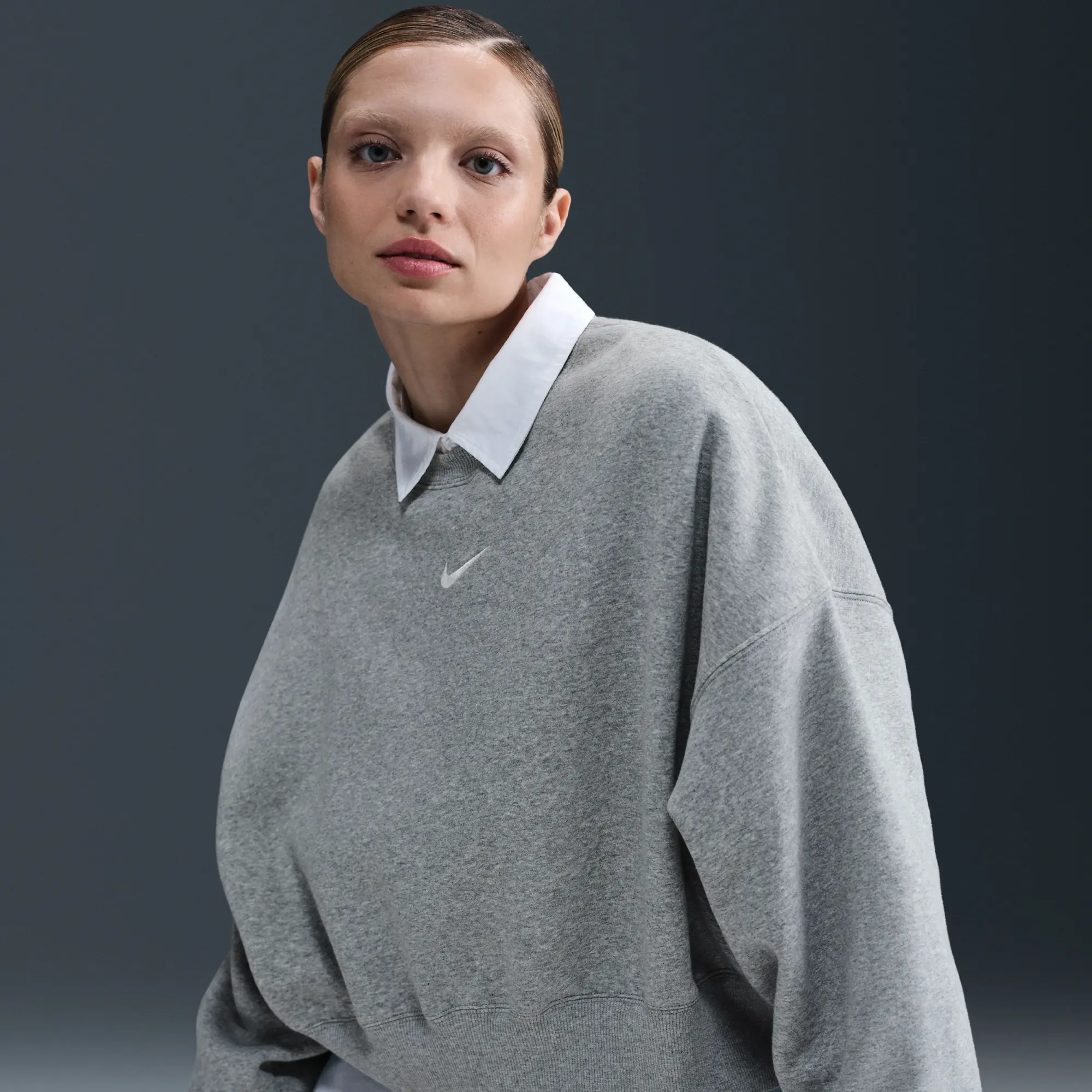 Nike Sportswear Phoenix Fleece Women's Over-Oversized Crew-Neck Sweatshirt - Grey - Cotton/Polyester