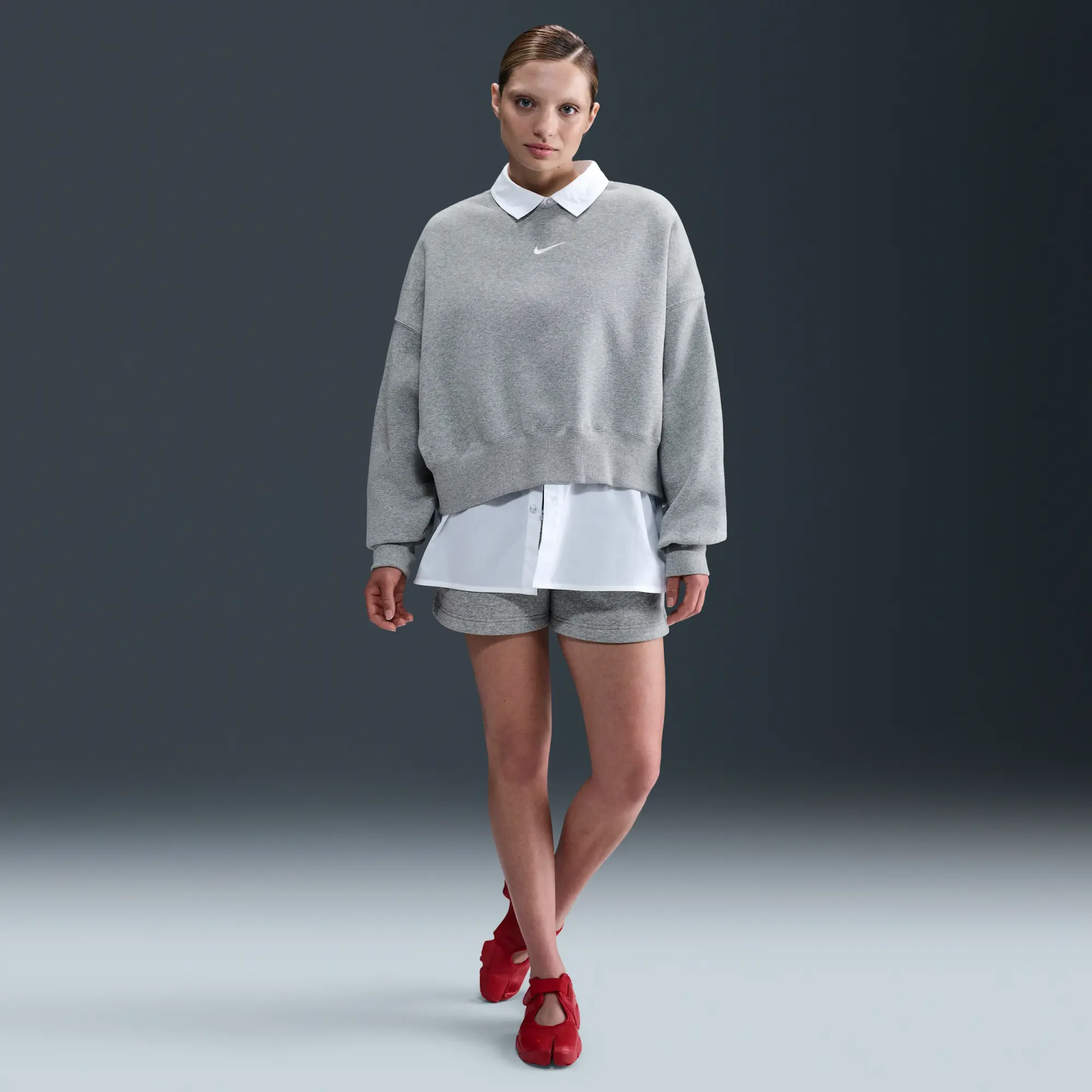 Nike Sportswear Phoenix Fleece Women's Over-Oversized Crew-Neck Sweatshirt - Grey - Cotton/Polyester