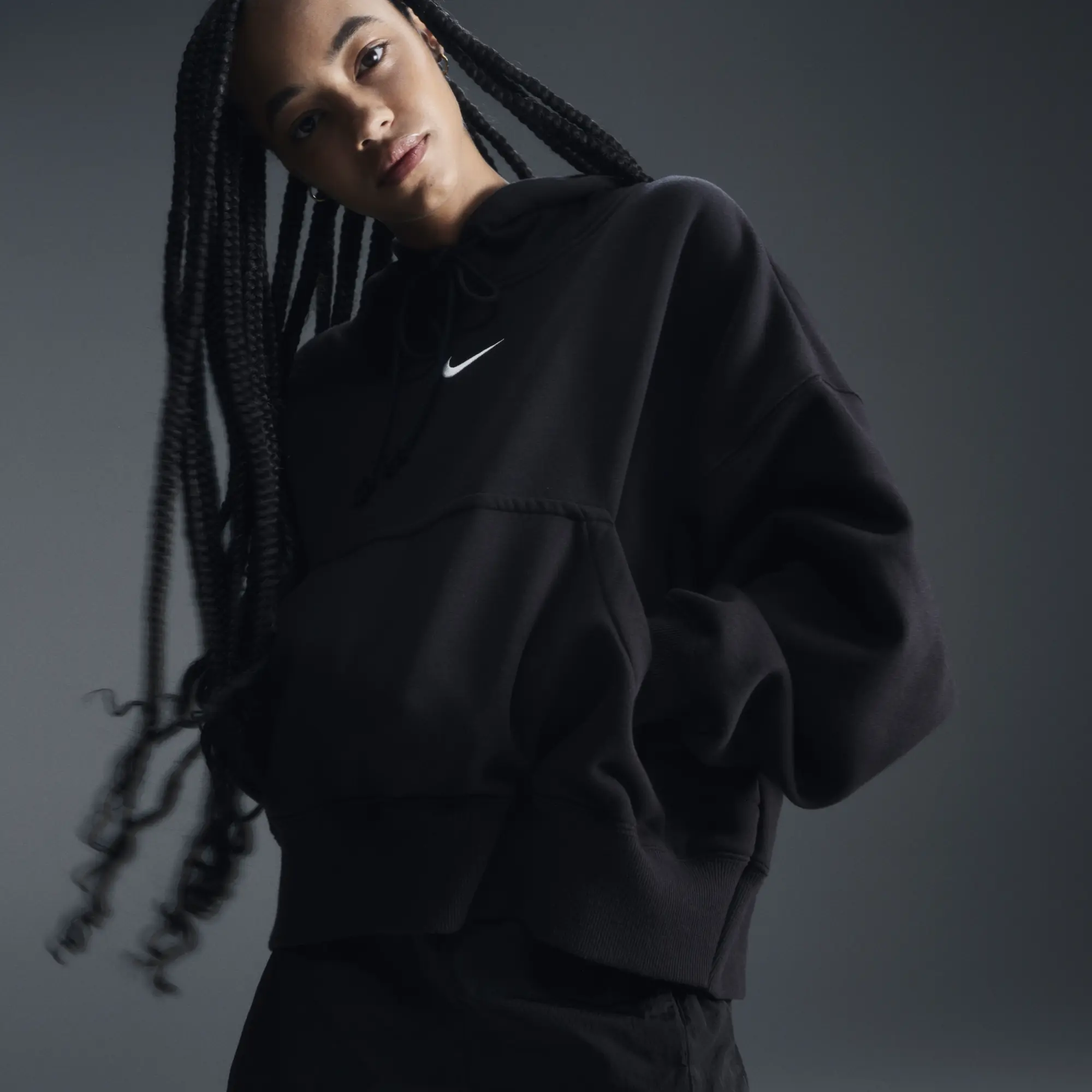 Nike Women's Phoenix Fleece Oversized Hoodie Black/Sail