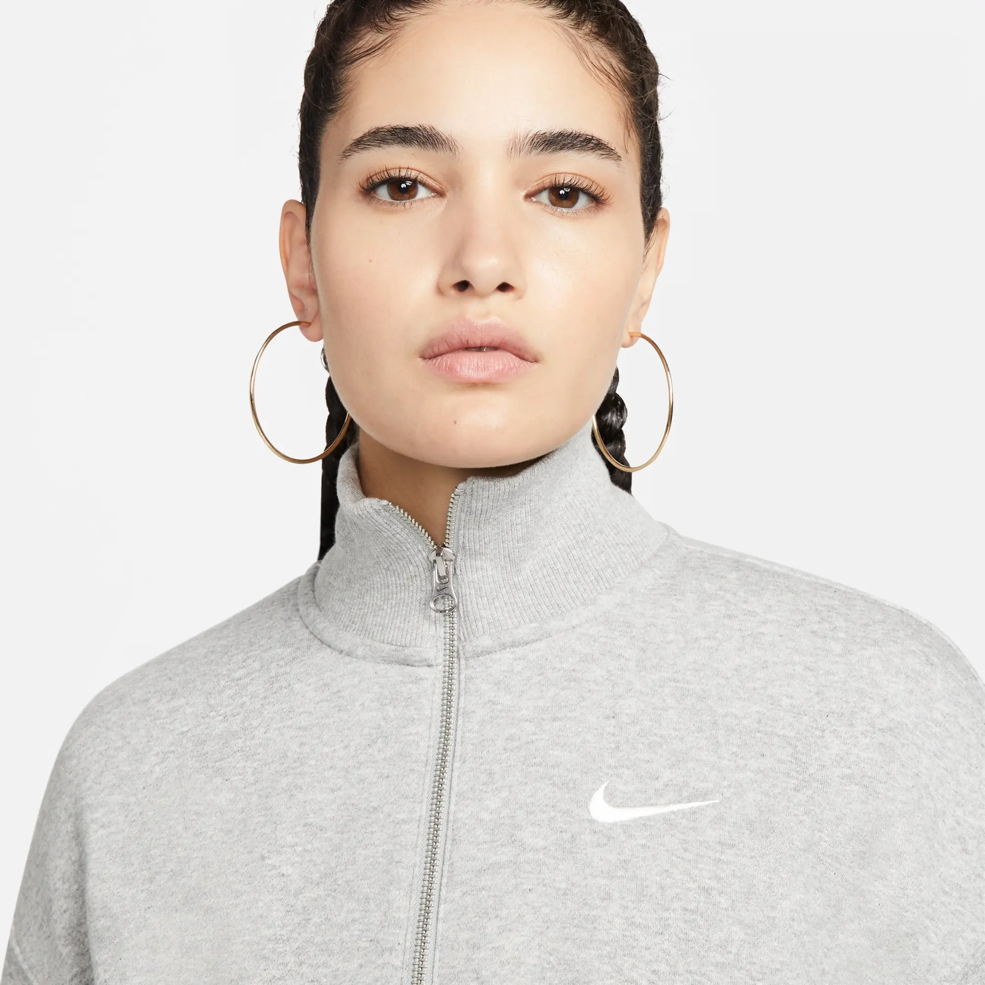 Nike Sportswear Phoenix Fleece Women's 1/2-Zip Cropped Sweatshirt - Grey - Cotton/Polyester