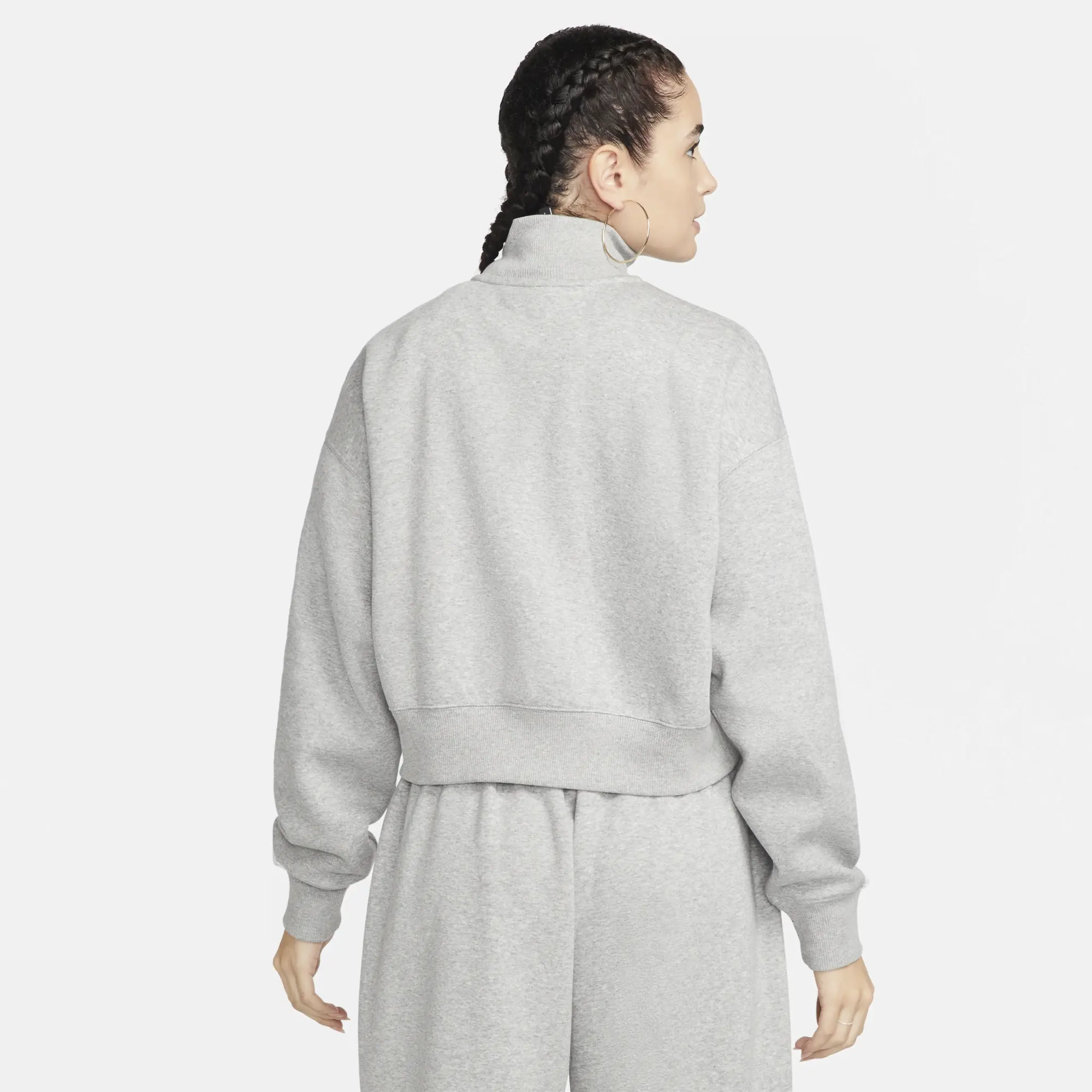 Nike Sportswear Phoenix Fleece Women's 1/2-Zip Cropped Sweatshirt - Grey - Cotton/Polyester