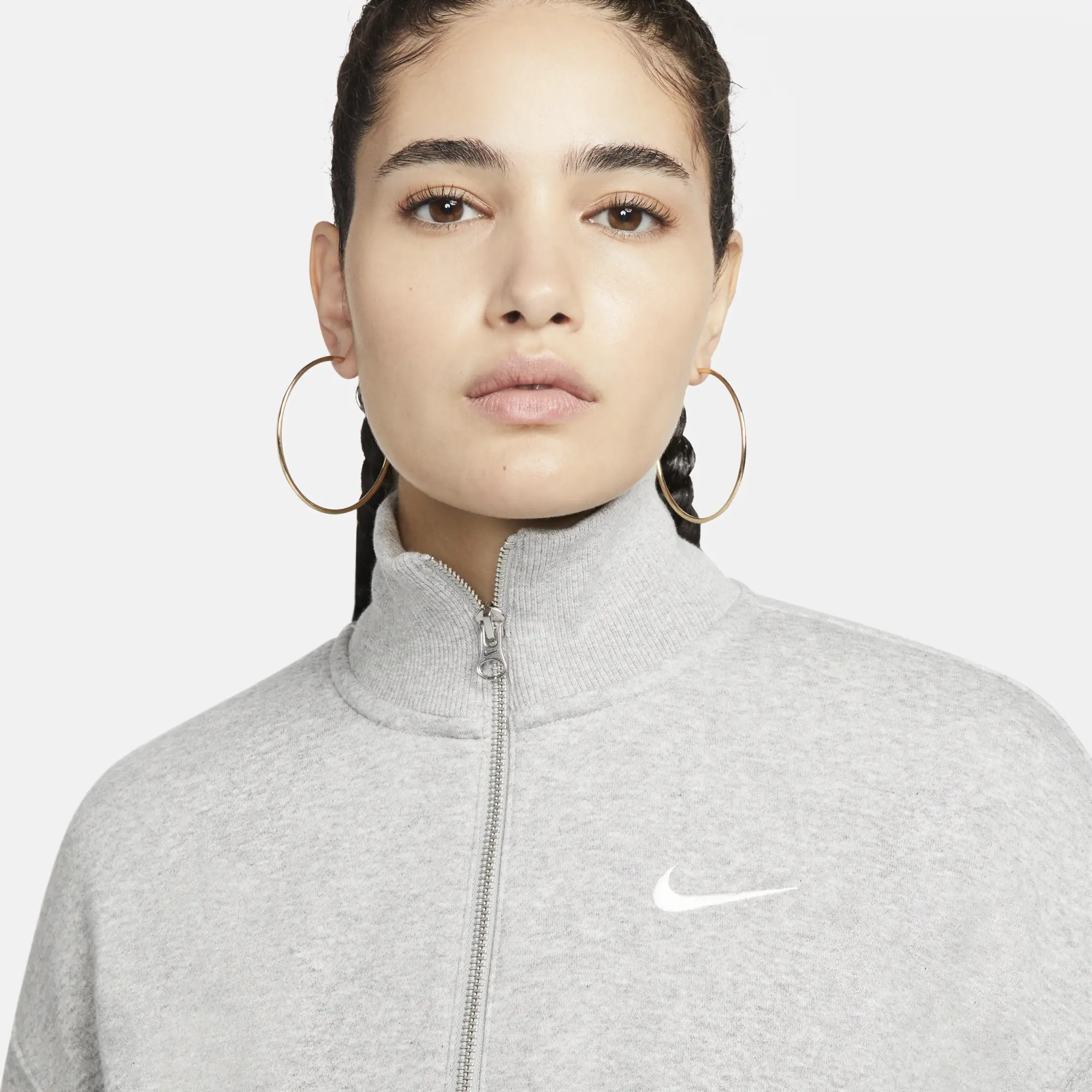 Nike Sportswear Phoenix Fleece Women's 1/2-Zip Cropped Sweatshirt - Grey - Cotton/Polyester