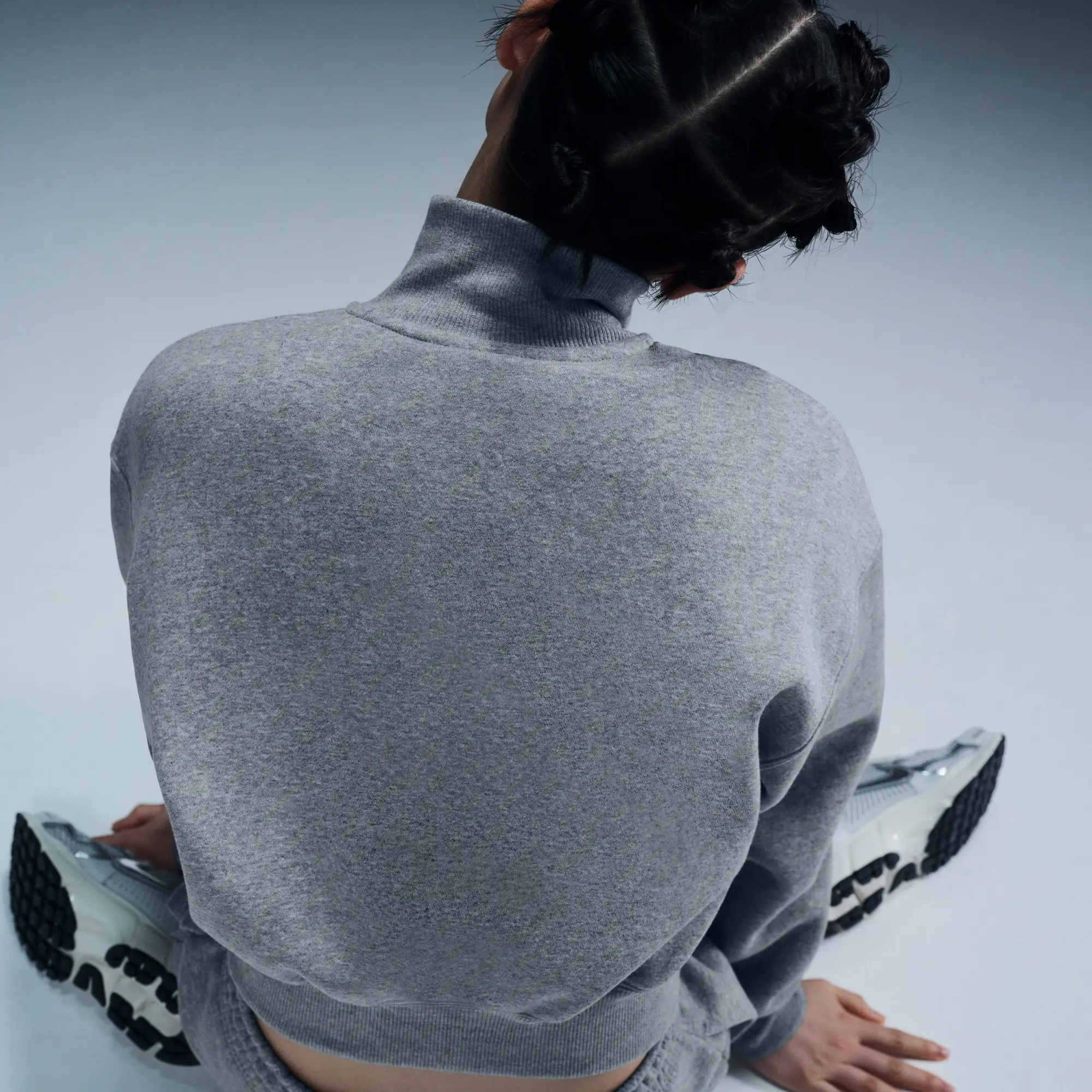 Nike Sportswear Phoenix Fleece Women's 1/2-Zip Cropped Sweatshirt - Grey - Cotton/Polyester