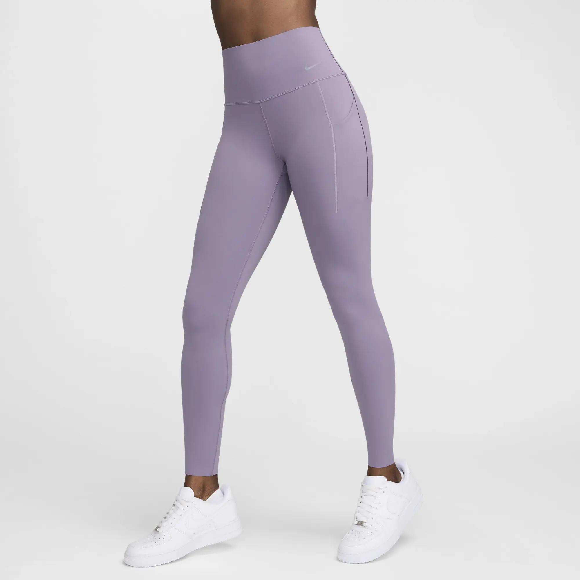 Nike Universa Women's Medium-Support High-Waisted Full-Length Leggings with Pockets - Purple - Recycled Nylon Minimum