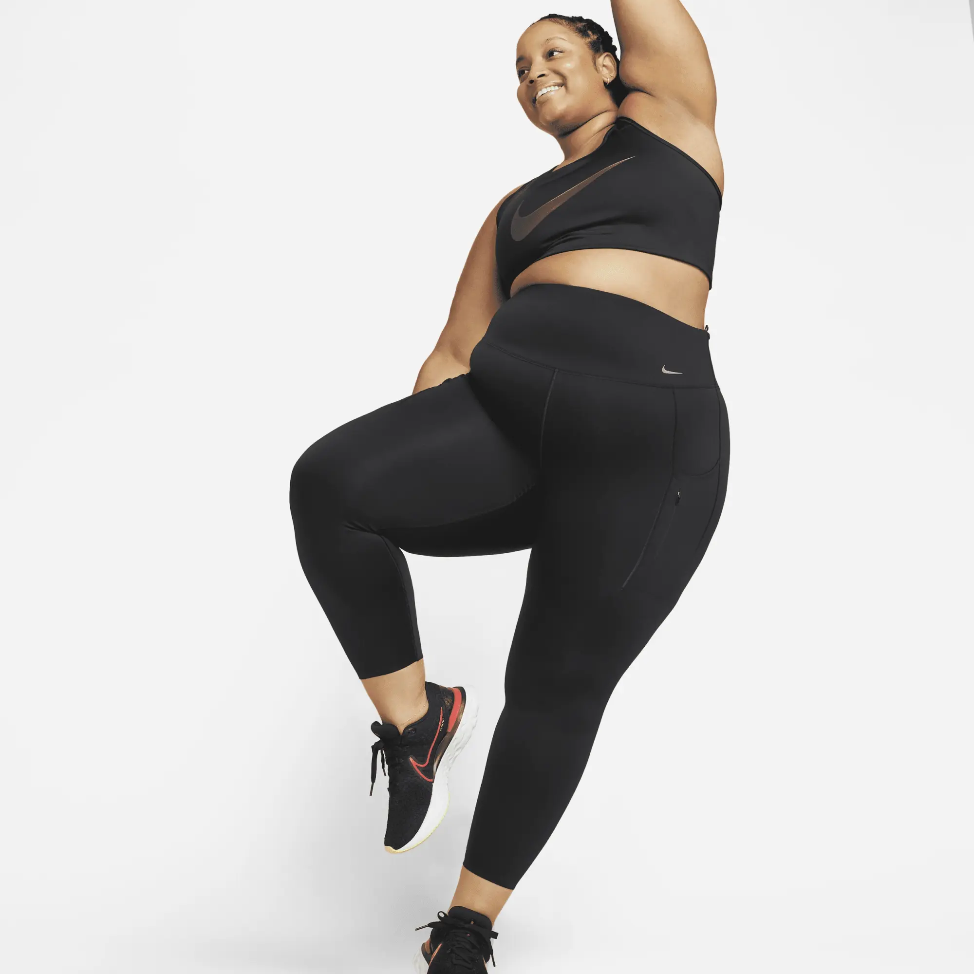 Nike Go Women's Firm-Support High-Waisted 7/8 Leggings with Pockets - Black - Recycled Nylon/50% Recycled Nylon Minimum