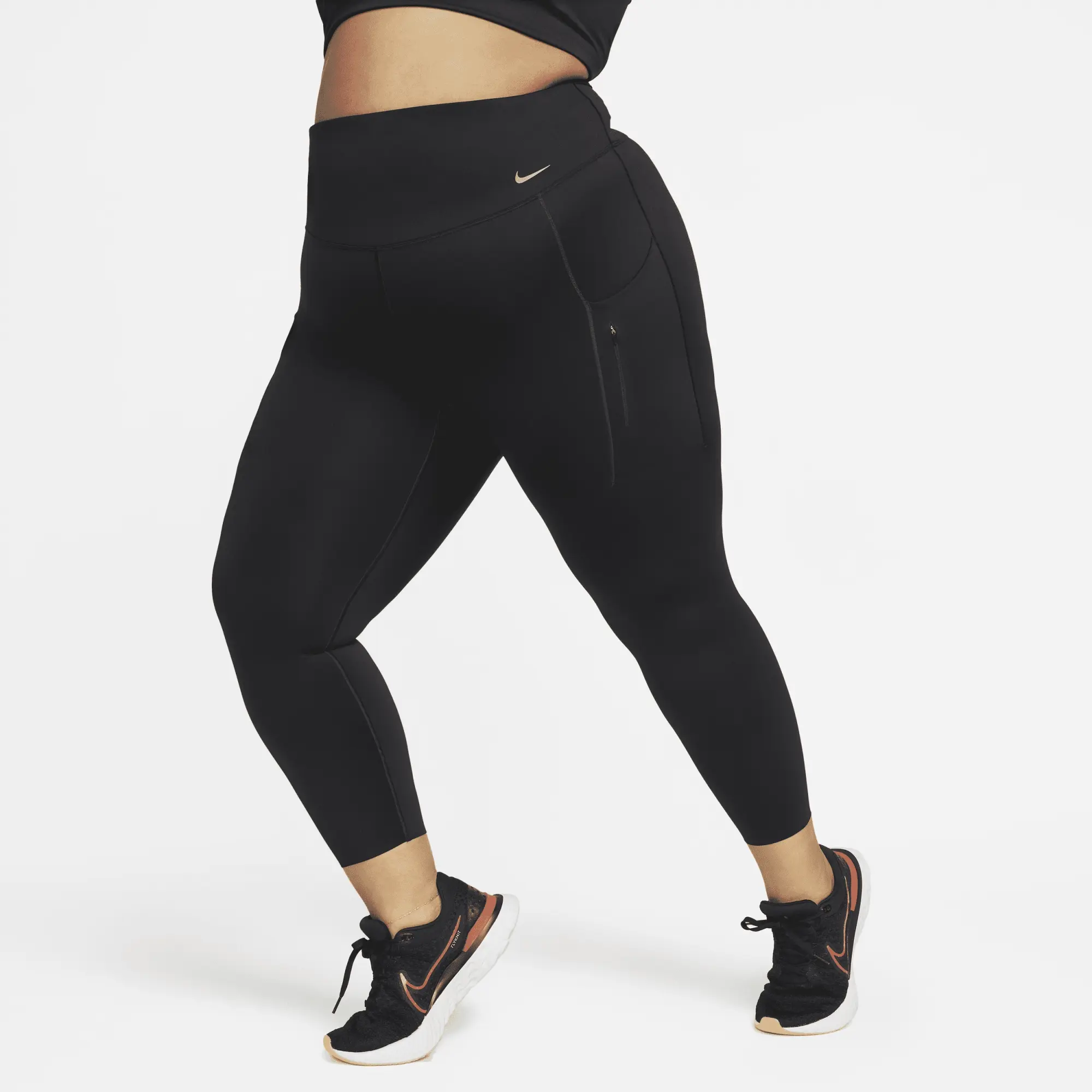 Nike Go Women's Firm-Support High-Waisted 7/8 Leggings with Pockets - Black - Recycled Nylon/50% Recycled Nylon Minimum
