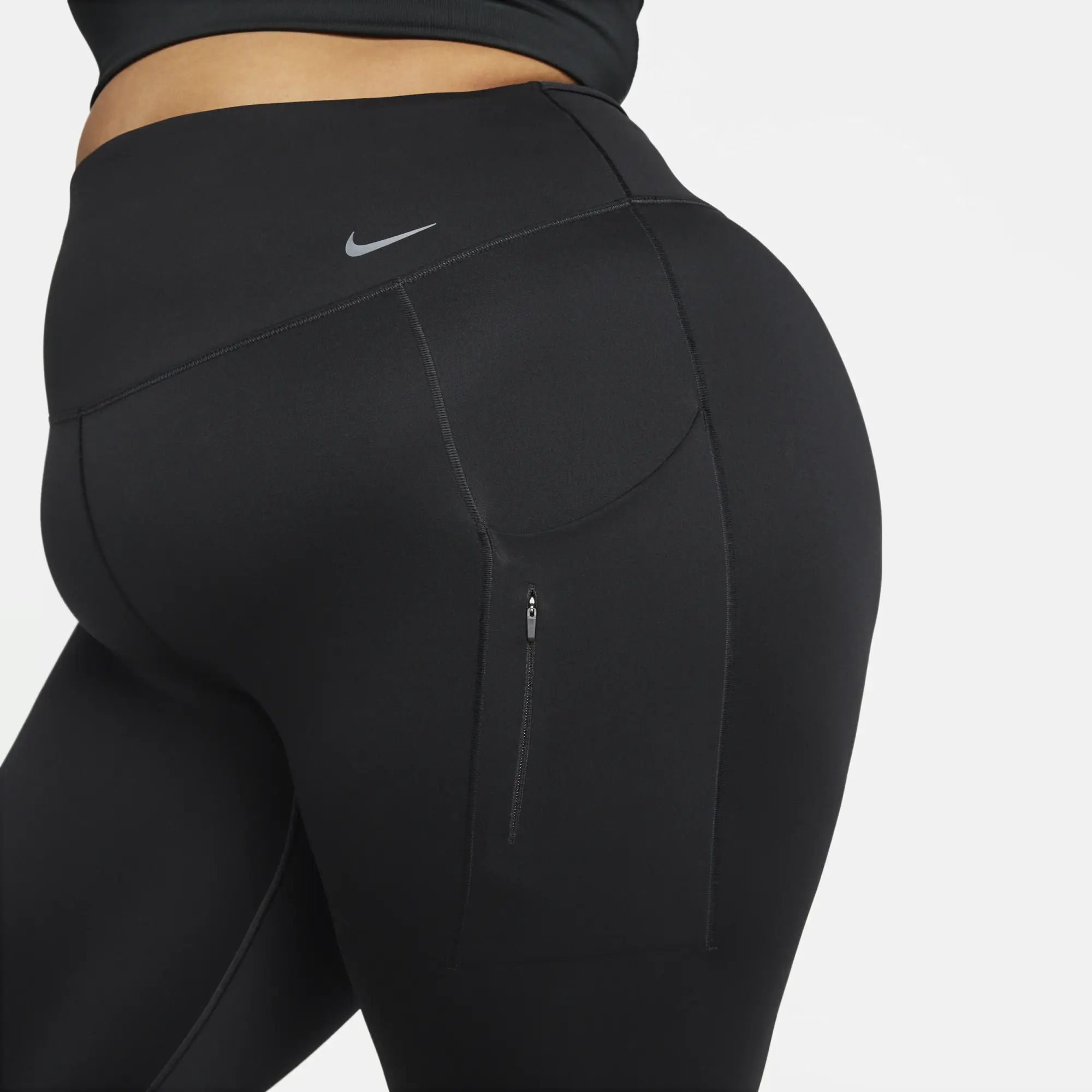 Nike Go Women's Firm-Support High-Waisted 7/8 Leggings with Pockets - Black - Recycled Nylon/50% Recycled Nylon Minimum