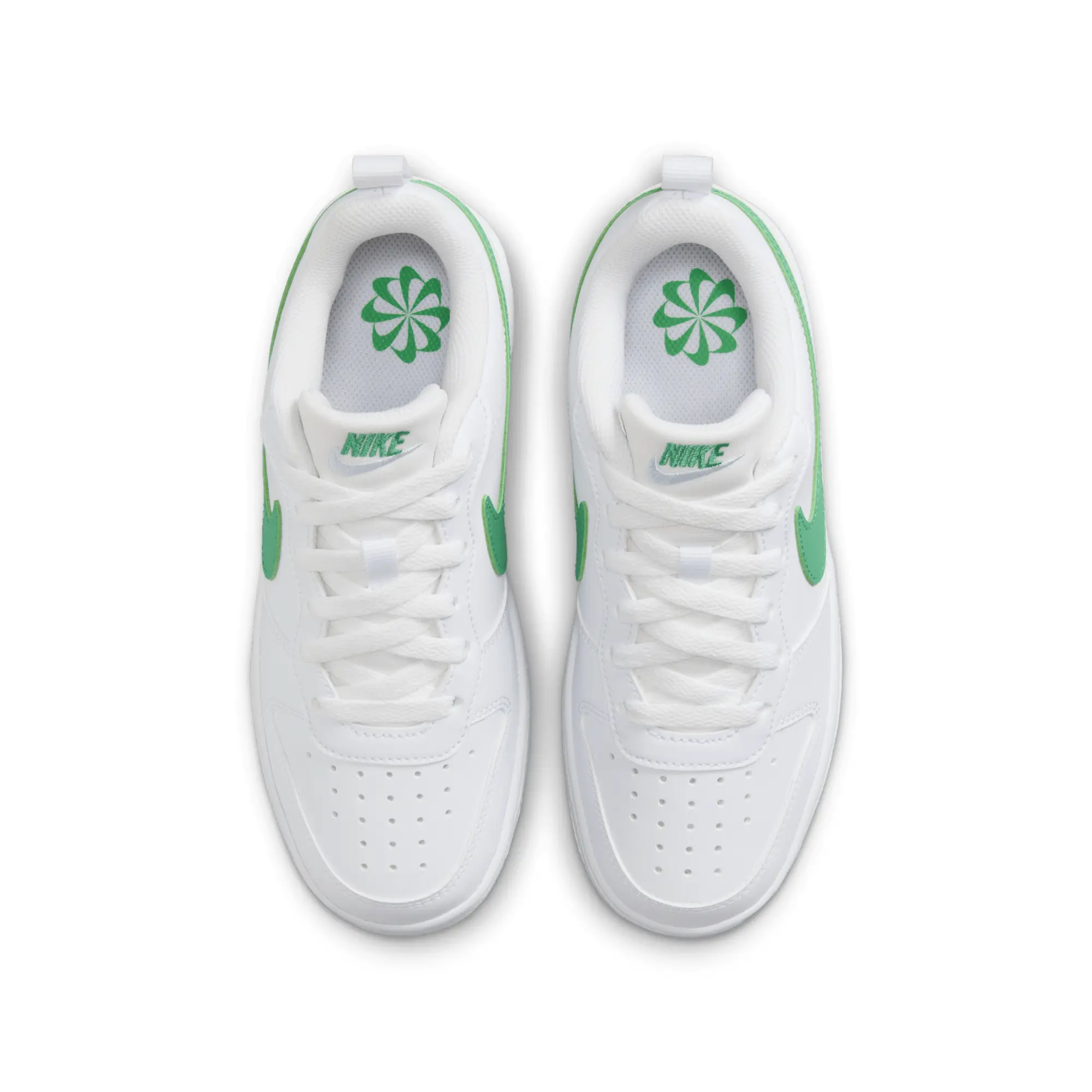 Nike white & green court borough low Youth trainers