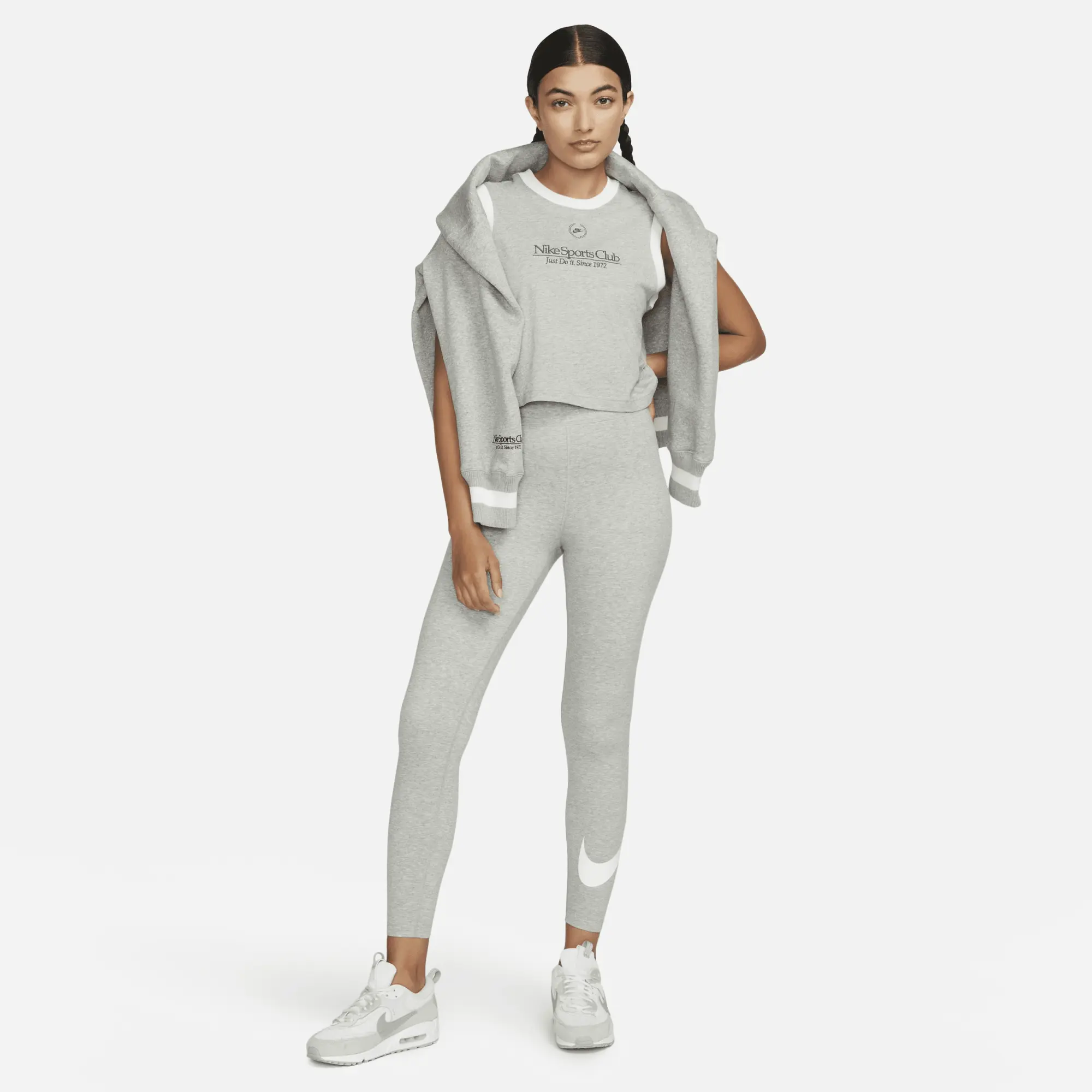 Nike Sportswear Essential Women's Mid-Rise Swoosh Leggings - Grey