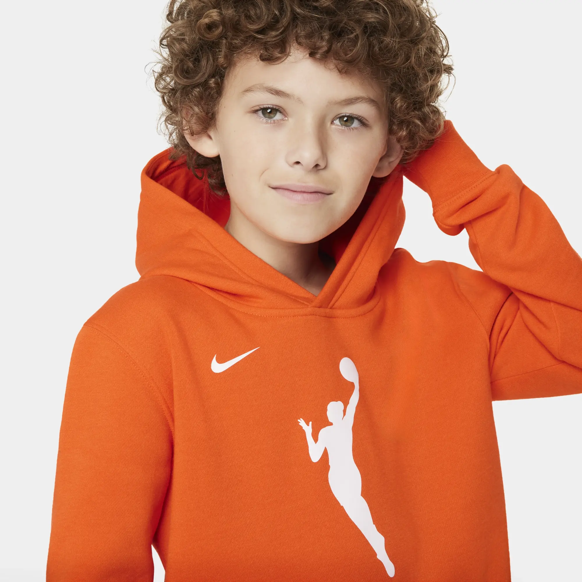 Team 13 Essential Older Kids Nike WNBA Pullover Hoodie Orange FB4090 820 FOOTY.COM