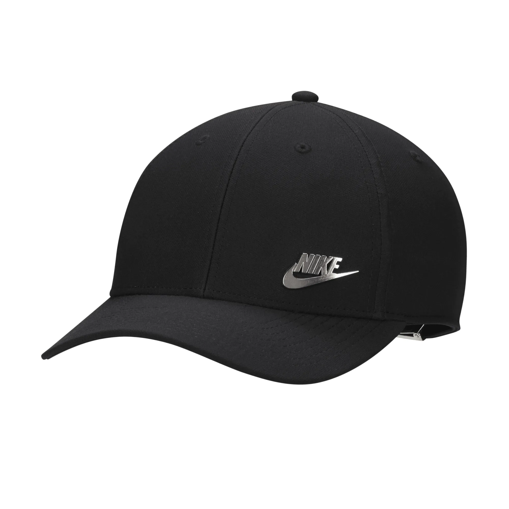 Nike Dri-FIT Club Structured Metal Logo Cap - Black - Recycled Polyester