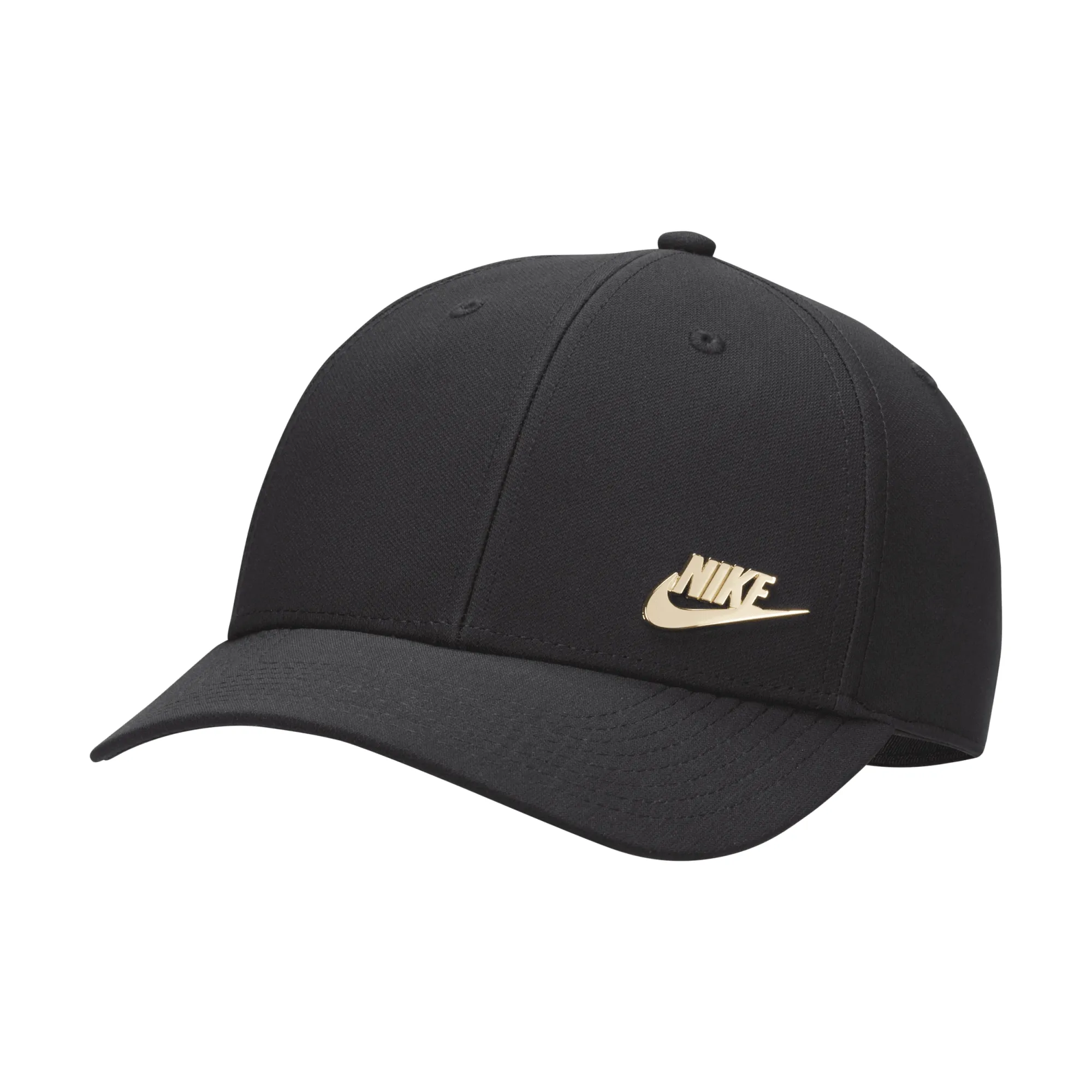 Nike Dri-FIT Club Structured Metal Logo Cap - Black - Recycled Polyester