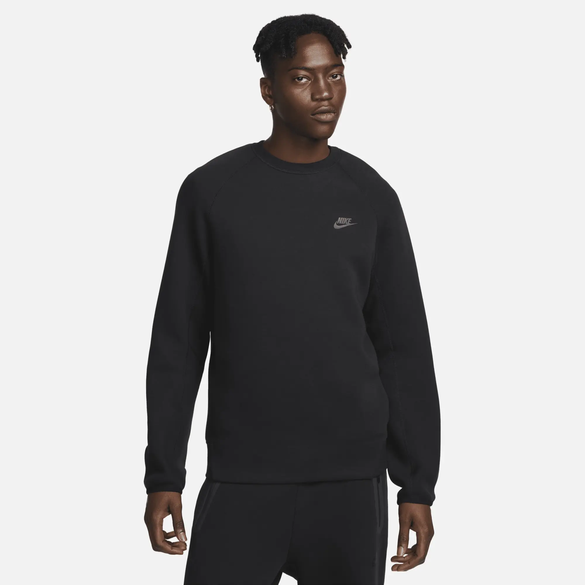 Nike Sportswear Tech Fleece Men's Crew - Black - Sustainable Blends Minimum