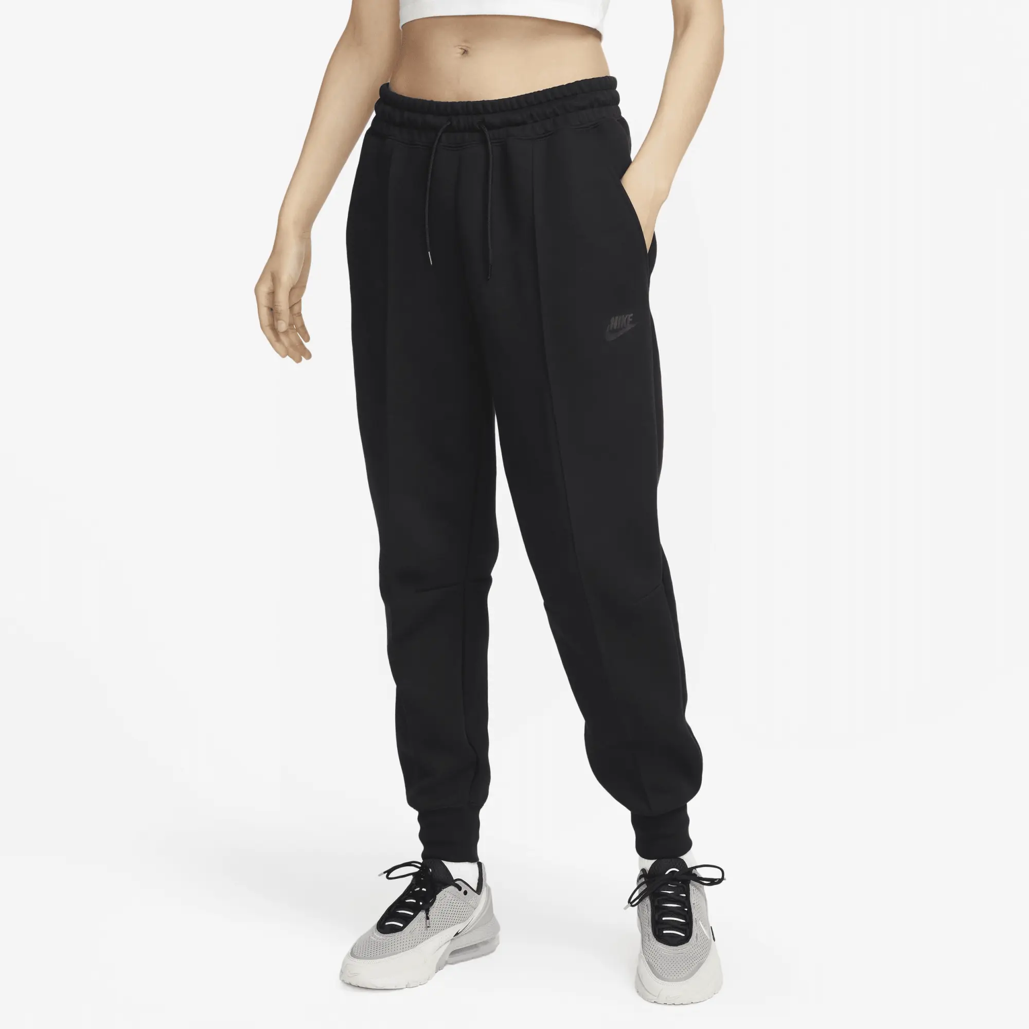 Nike Sportswear Tech Fleece Women's Mid-Rise Joggers - Black - Sustainable Blends Minimum