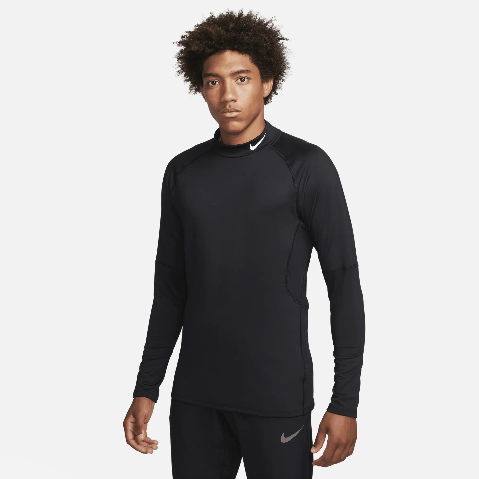 Nike Pro Men's Dri-FIT Warm Long-Sleeve Fitness Mock - Black - Polyester/Elastane