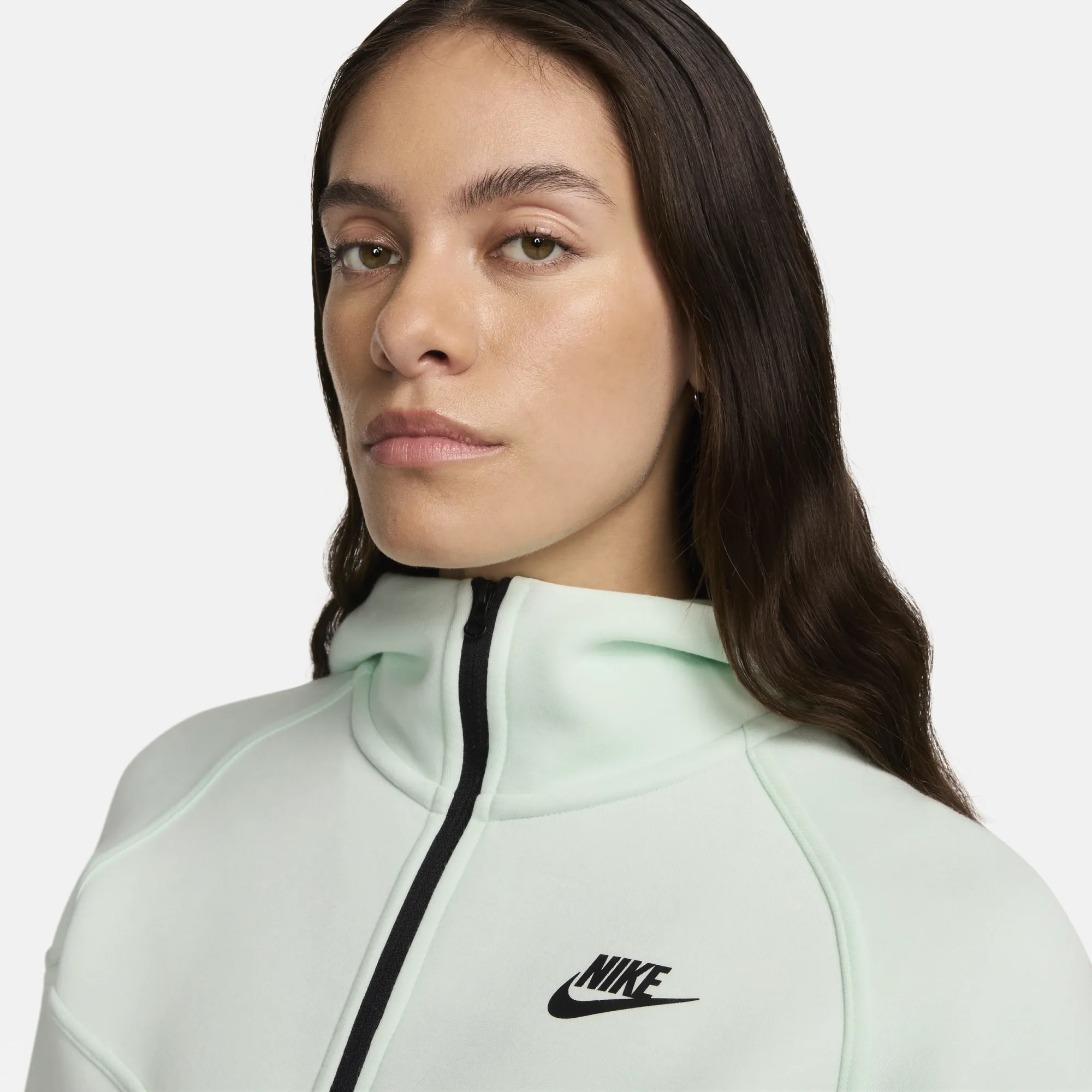Nike Womens Tech Fleece Windrunner Full Zip Hoodie Barely Green