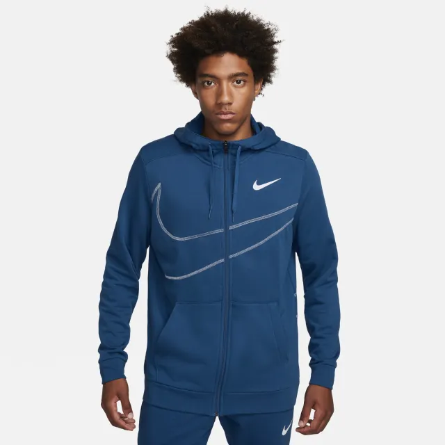 Nike Dri-FIT Men's Fleece Full-Zip Fitness Hoodie - Blue | FB8575