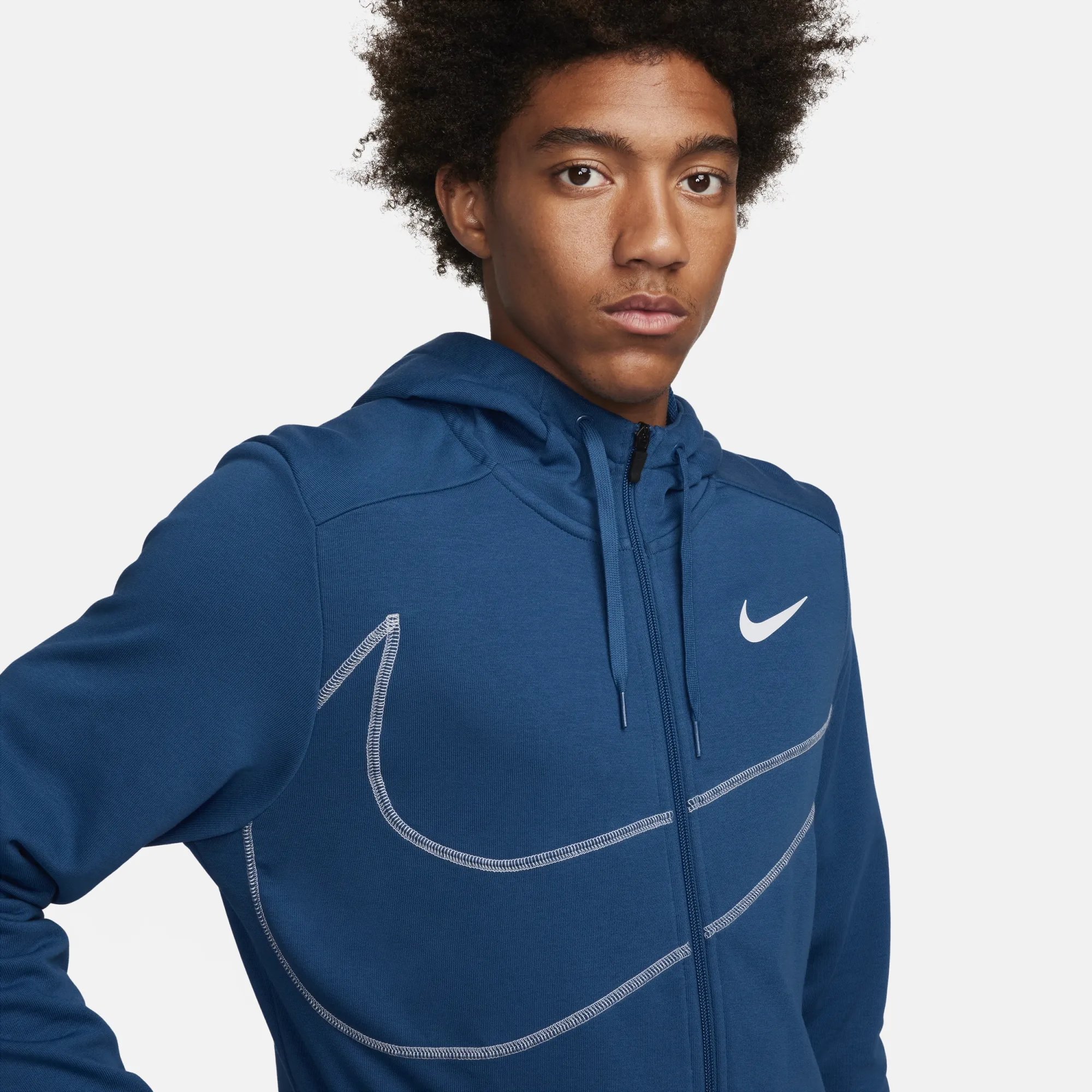 Nike Dri-FIT Men's Fleece Full-Zip Fitness Hoodie - Blue | FB8575