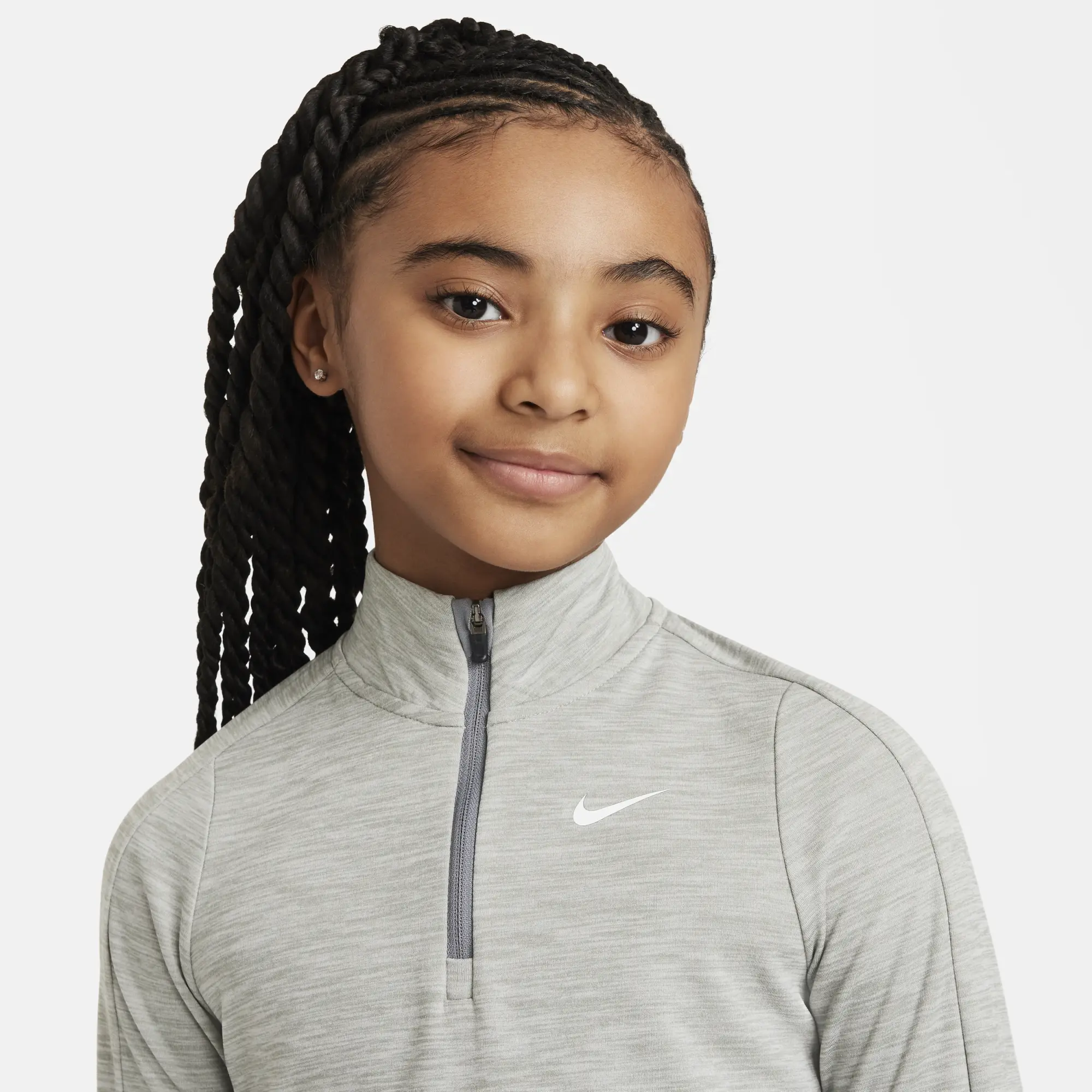 Nike Girls' Dri-FIT Long-Sleeve 1/4-Zip Top - Grey - Polyester