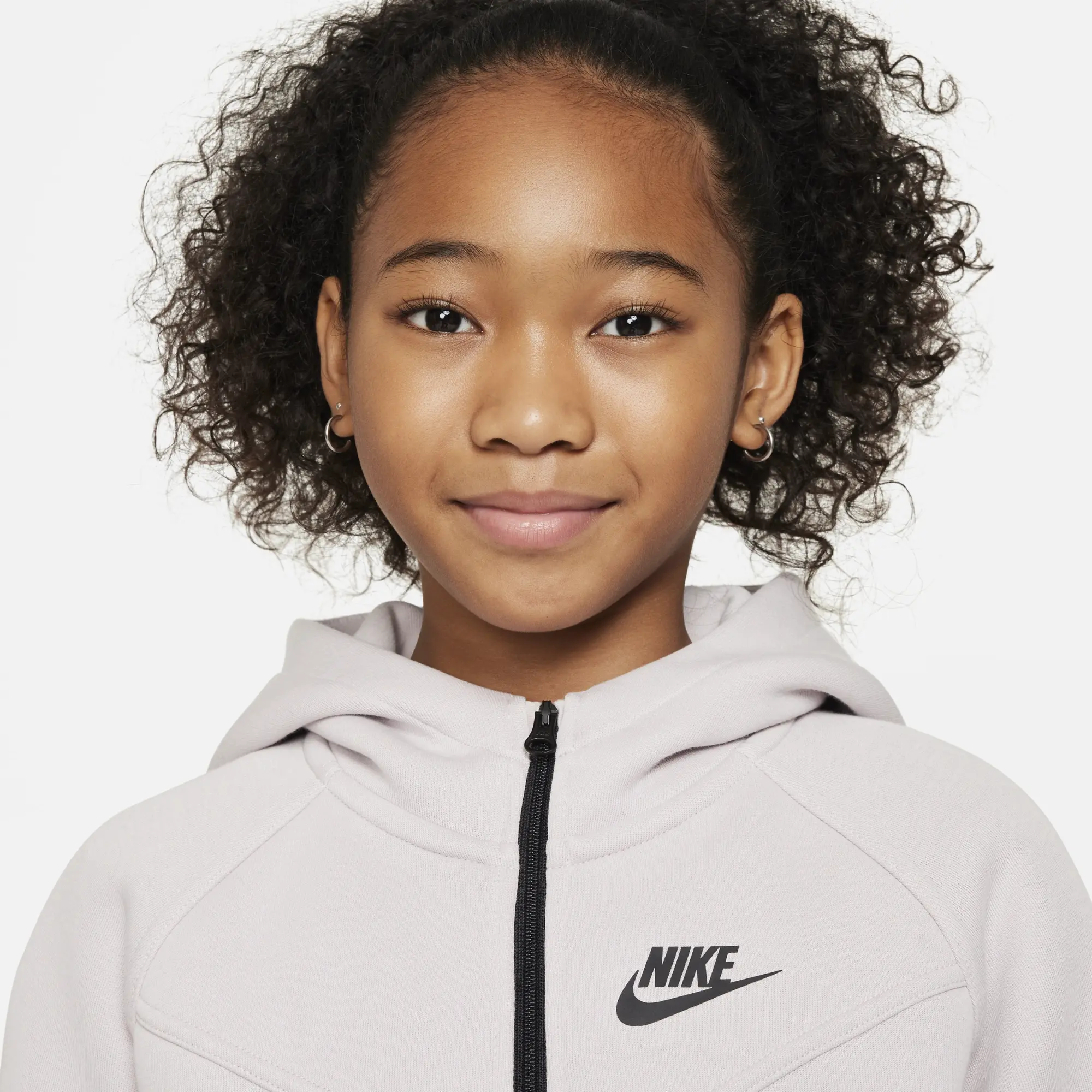 Nike Girls Tech Fleece Full Zip Hoodie - Purple - Size L/G - Purple