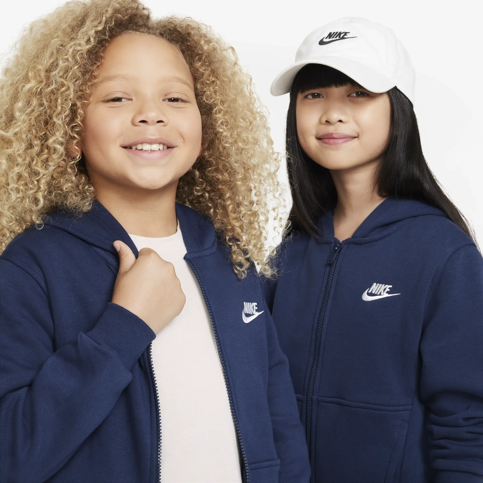 Nike Sportswear Club Fleece Older Kids' Full-Zip Hoodie - Blue - Cotton/Polyester