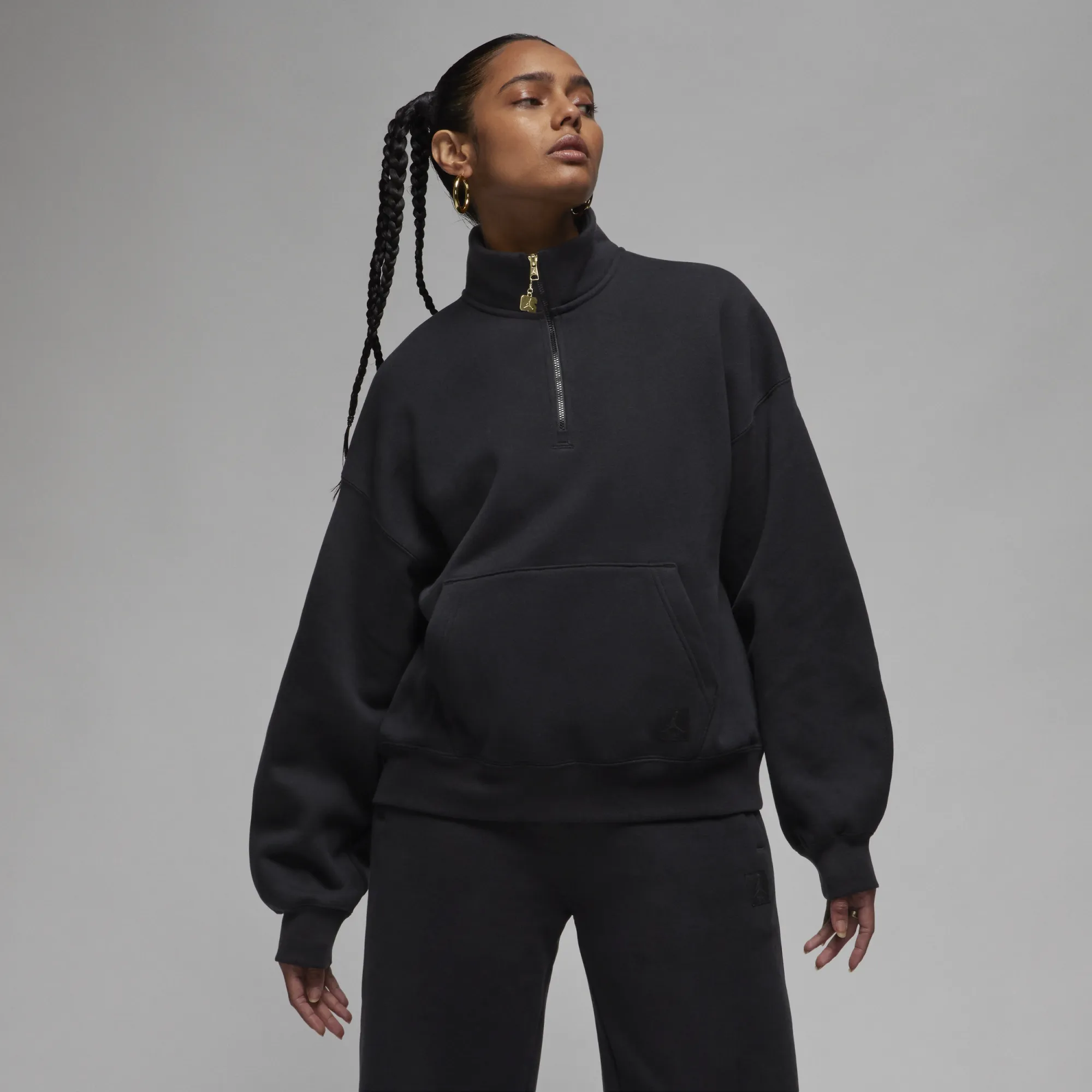 Nike Jordan Jordan Flight Fleece Women's Quarter-Zip Top - Black - Cotton/Polyester