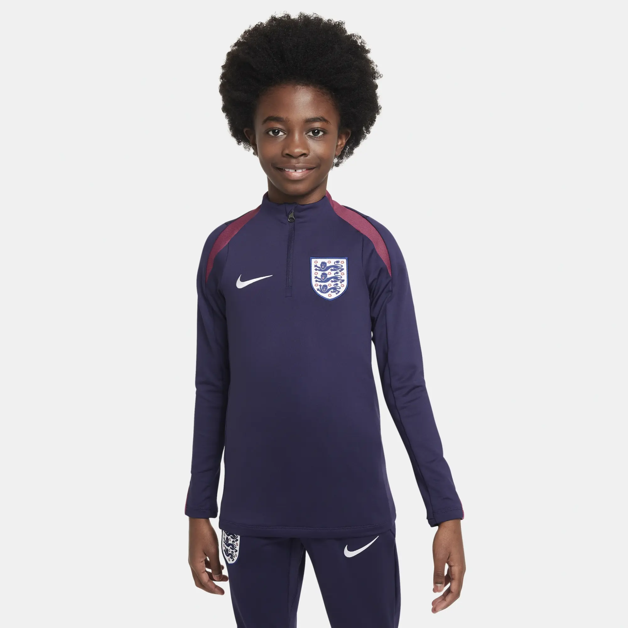 Nike England Training Shirt Dri Fit Strike Drill Euro 2024 Purple Ink Rosewood White Kids Purple FJ3040 555 FOOTY.COM