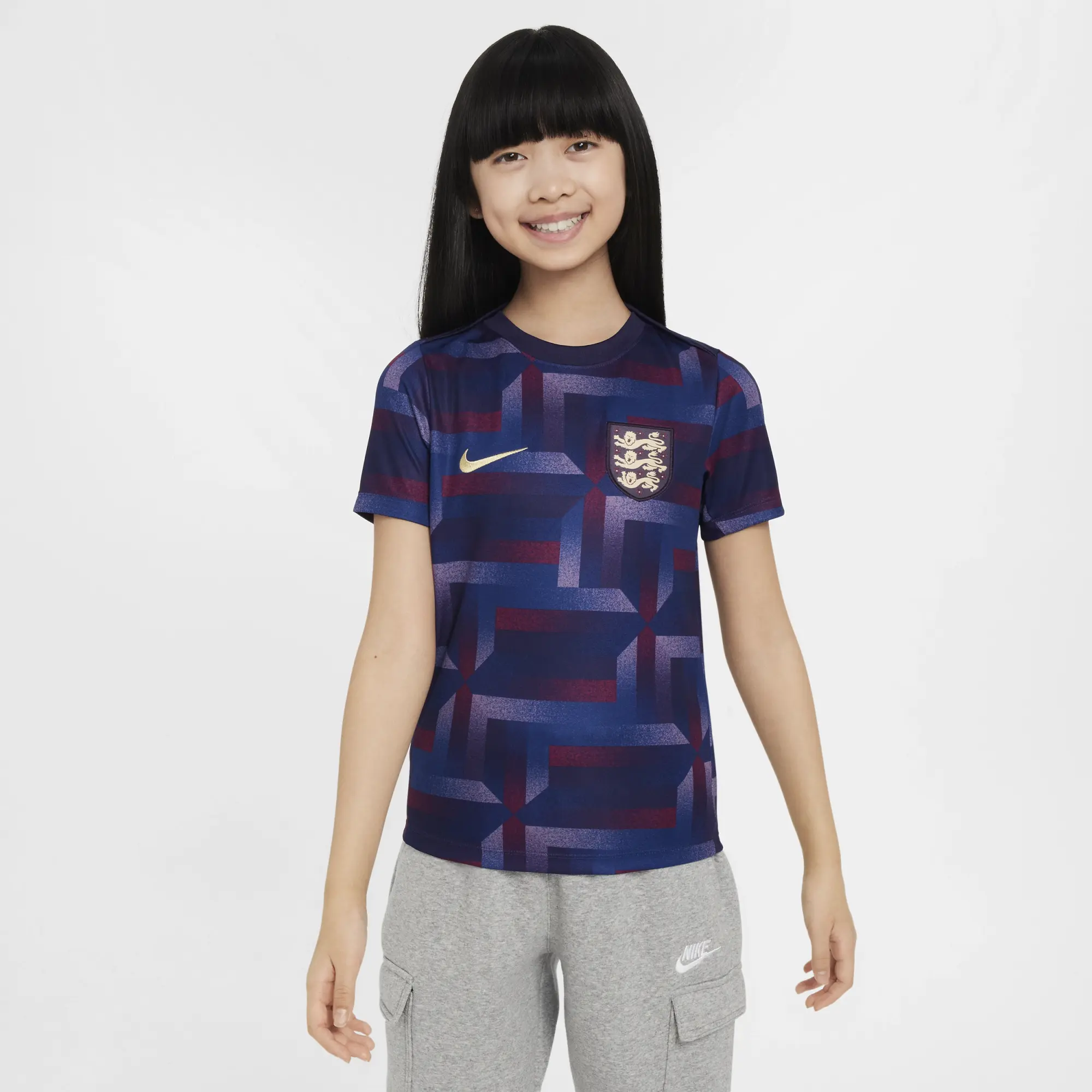 Nike England 2024 Kids Dri FIT Academy Pro Pre Match SS Top