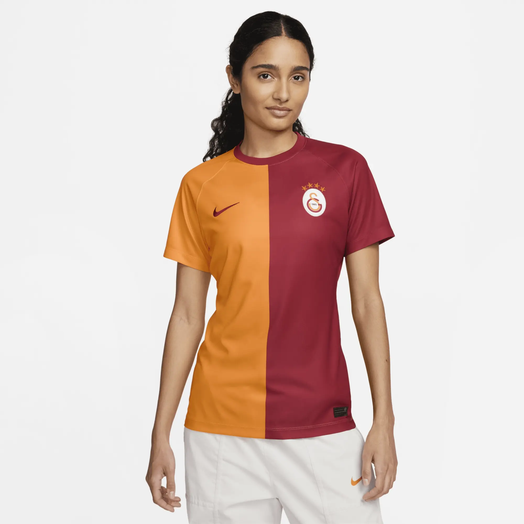 Galatasaray 2023 24 Home Women s Nike Dri FIT Short Sleeve Football Top Orange FJ6322 836 FOOTY.COM