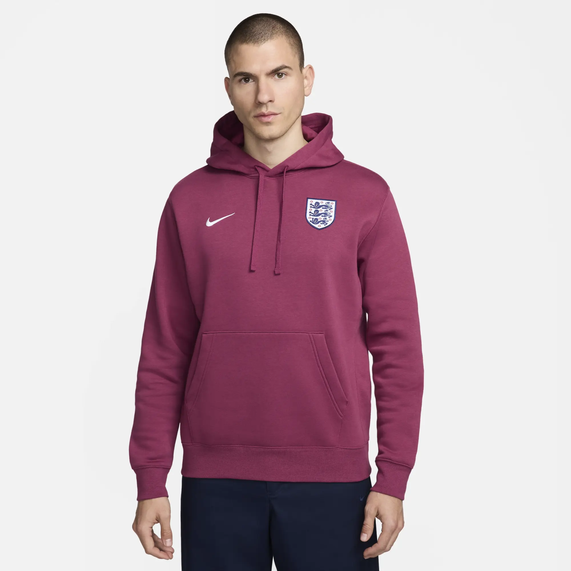 England Club Men's Nike Football Pullover Hoodie - Red - Cotton/Polyester