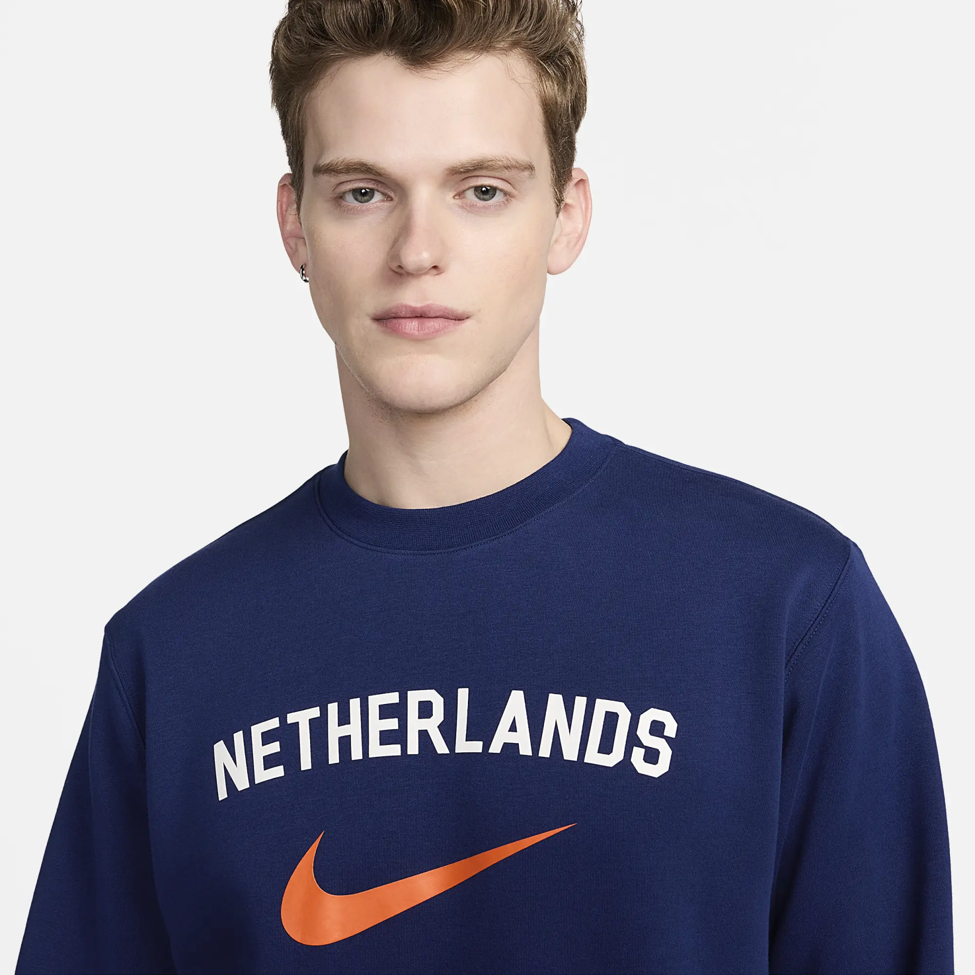 Netherlands Club Fleece Men's Nike Football Crew-Neck Sweatshirt - Blue - Cotton/Polyester