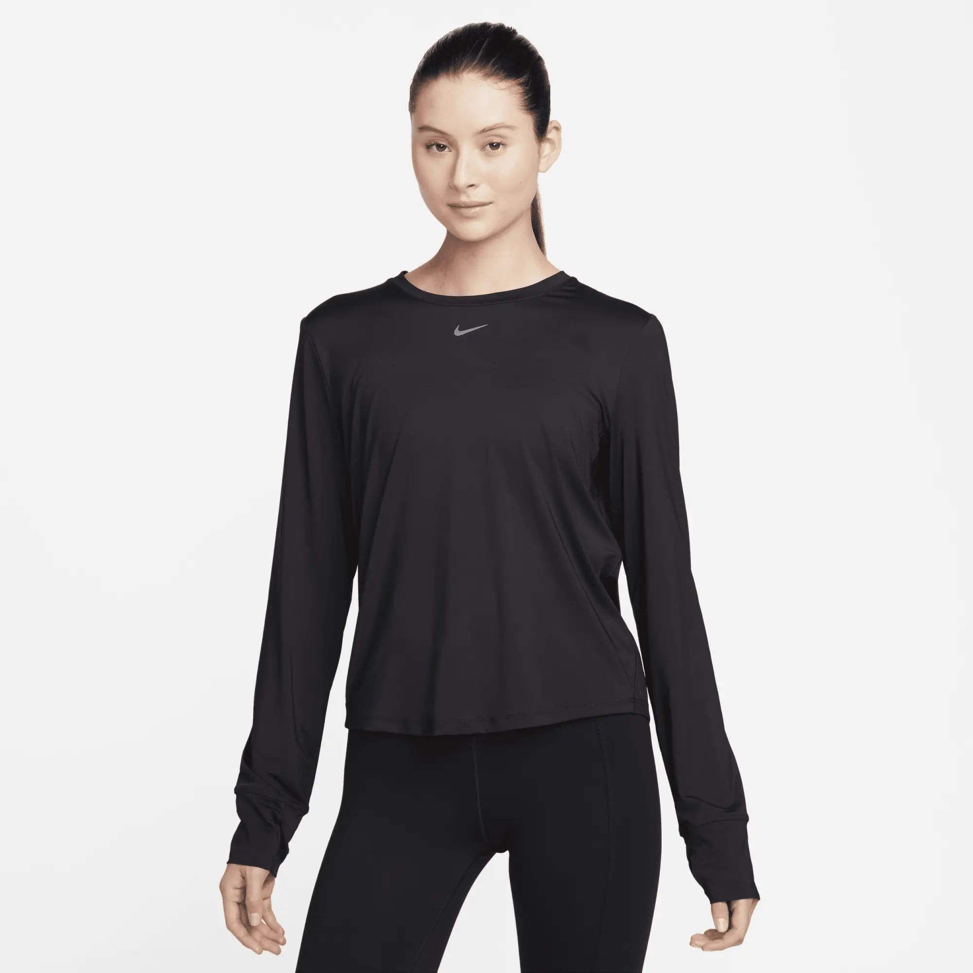Nike One Classic Women's Dri-FIT Long-Sleeve Top - Black - Recycled Polyester Minimum
