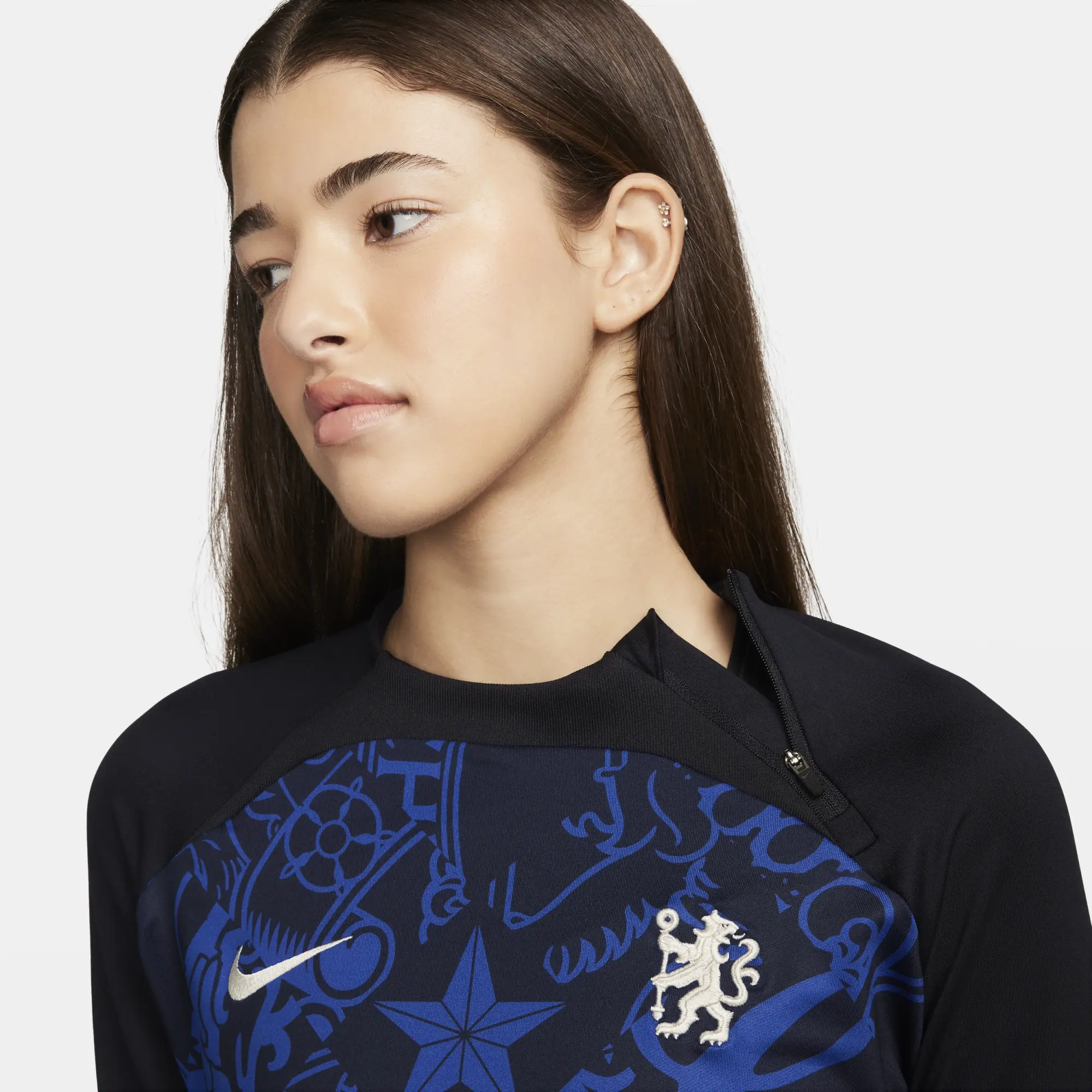 Chelsea F.C. Strike Women's Nike Dri-FIT Football Crew-Neck Drill Top - Blue - Polyester/Elastane