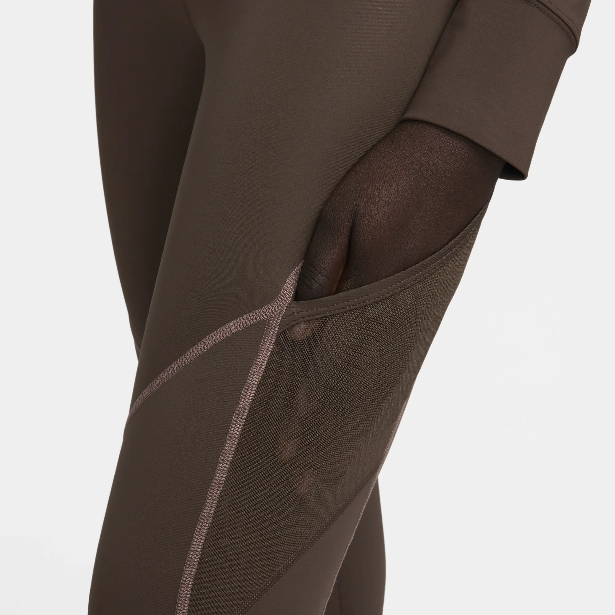 Nike Pro Women's Mid-Rise 7/8 Leggings with Pockets - Brown - Polyester/Elastane