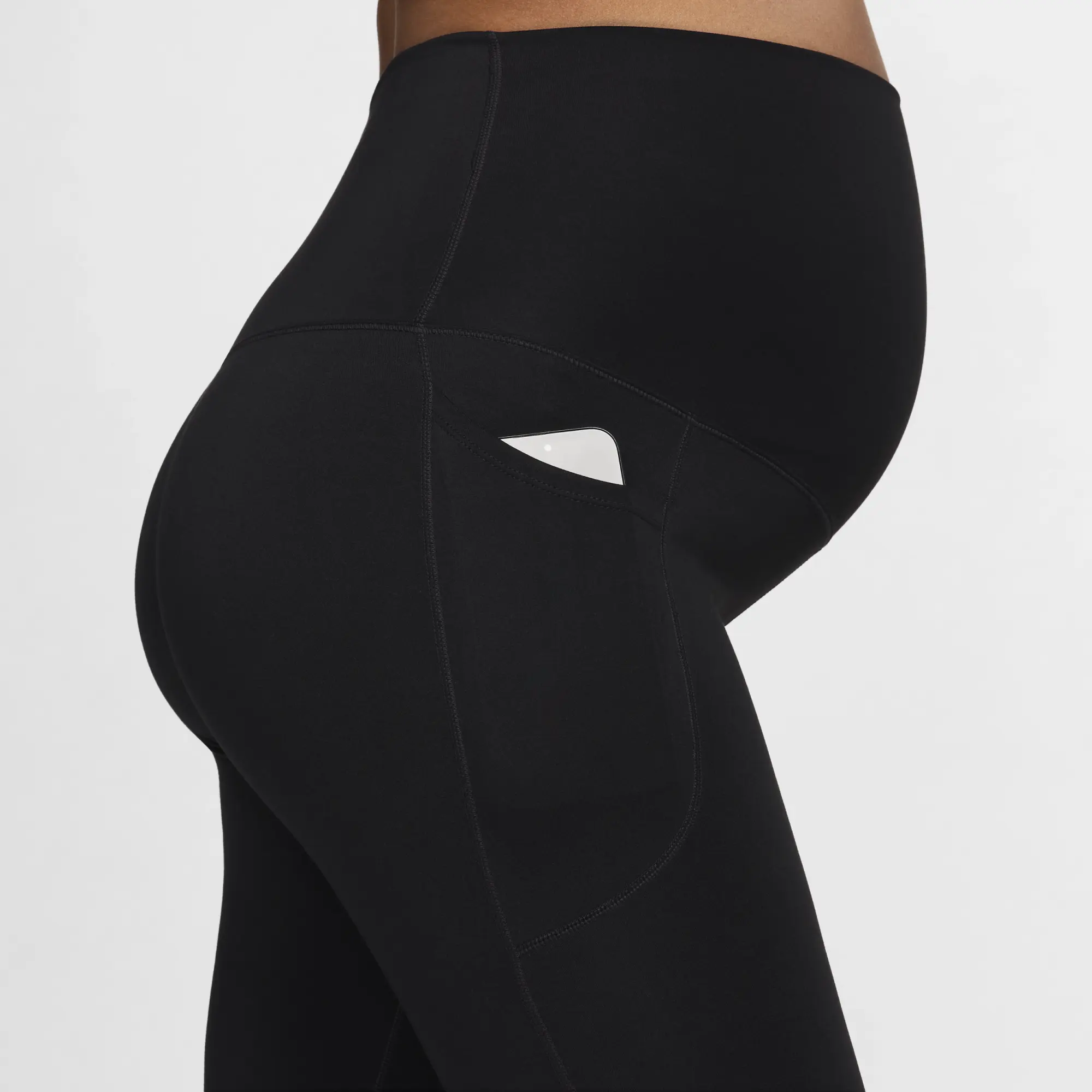 Nike (M) One Women's High-Waisted 7/8 Leggings with Pockets (Maternity) - Black - Polyester/Elastane