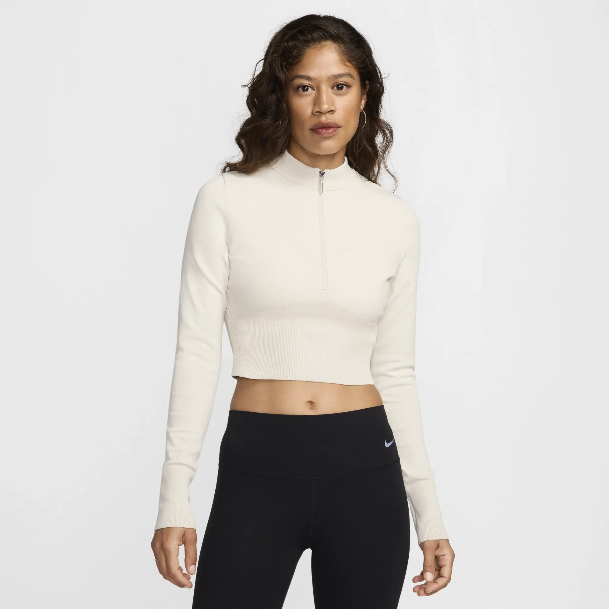 Nike Sportswear Chill Knit Women's Slim Long-Sleeve Cropped Jumper 1/2-Zip Top - Brown