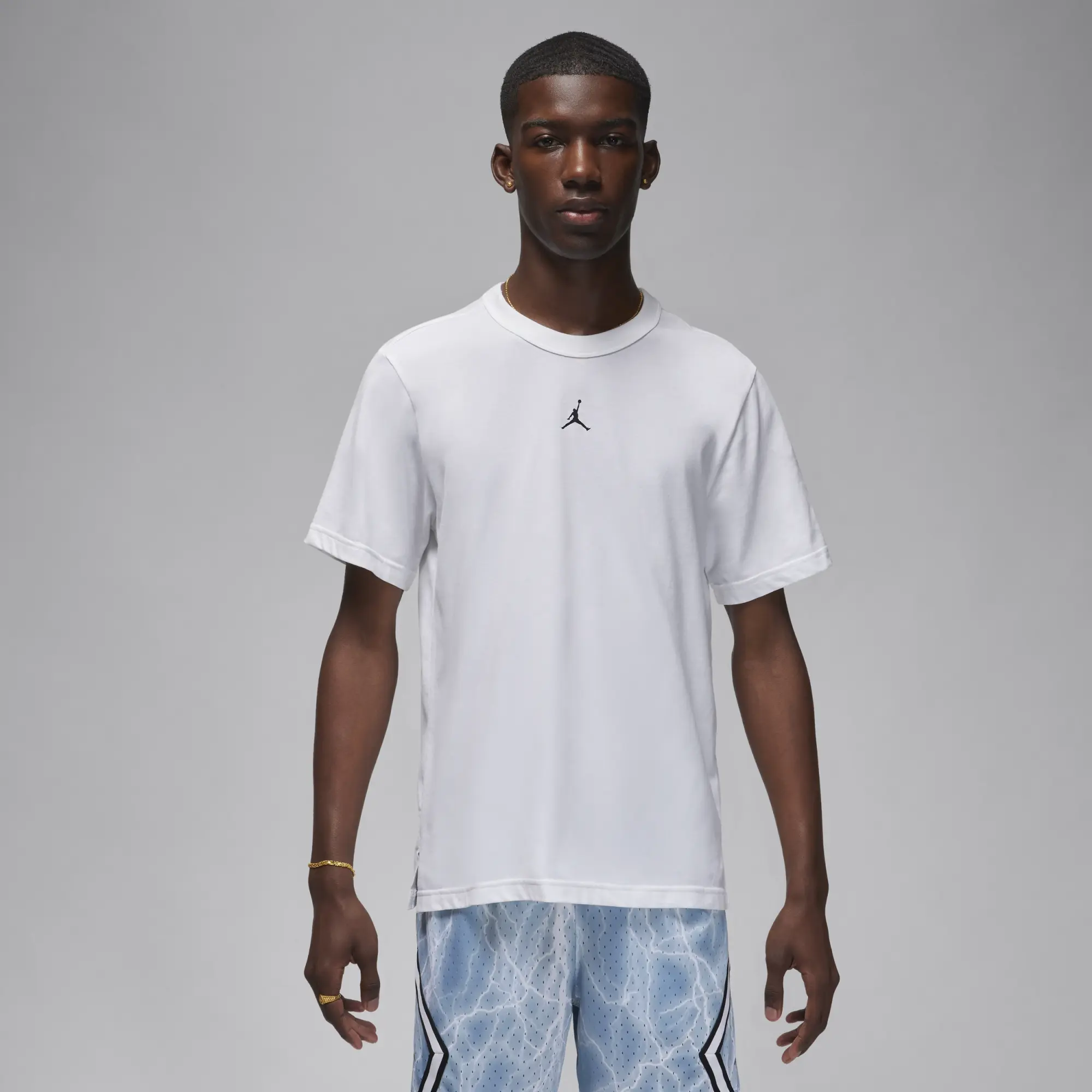 Nike Jordan Sport Men's Dri-FIT Short-Sleeve Top - White - Cotton/Polyester