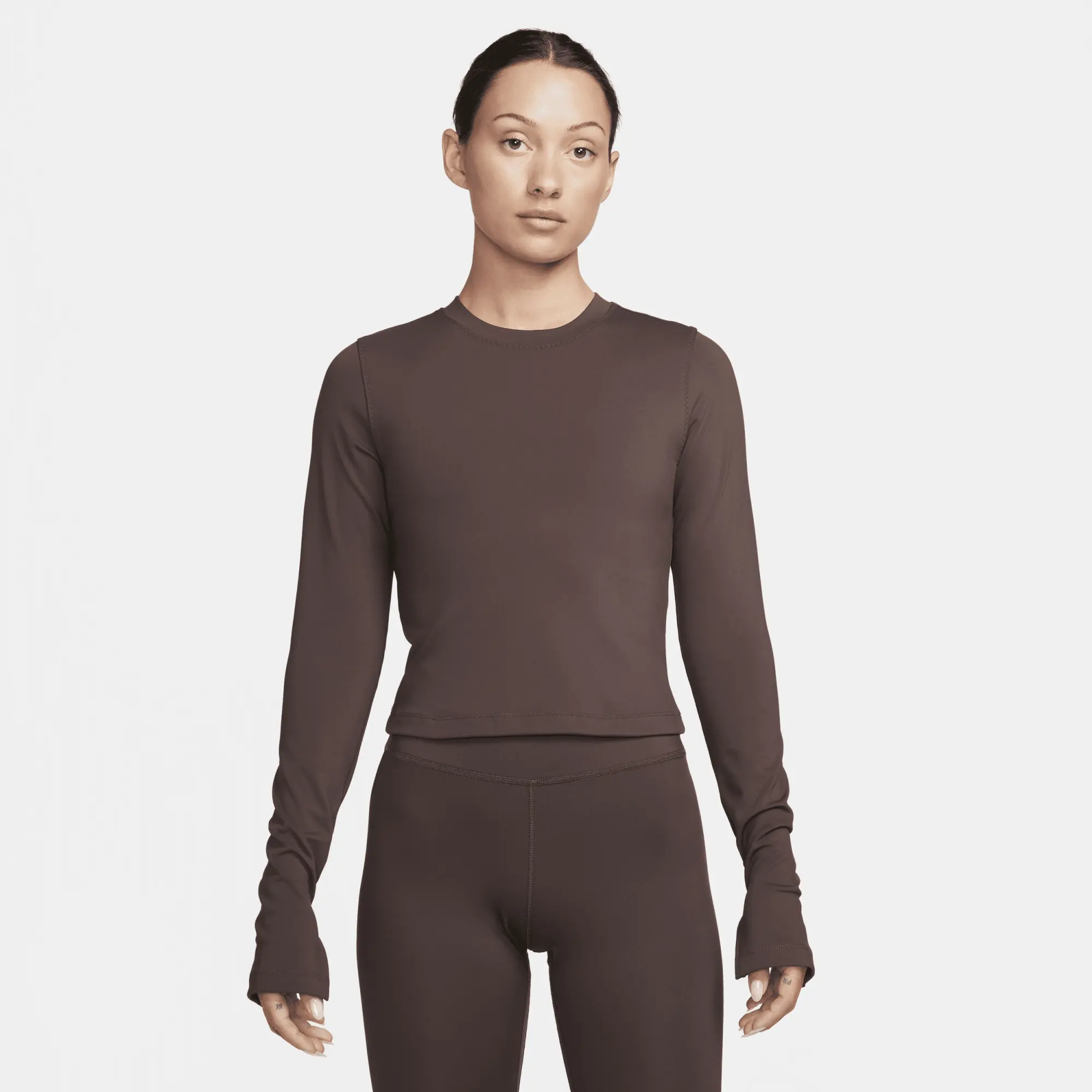 Nike One Fitted Women's Dri-FIT Long-Sleeve Top - Brown - 75% Recycled Polyester Minimum