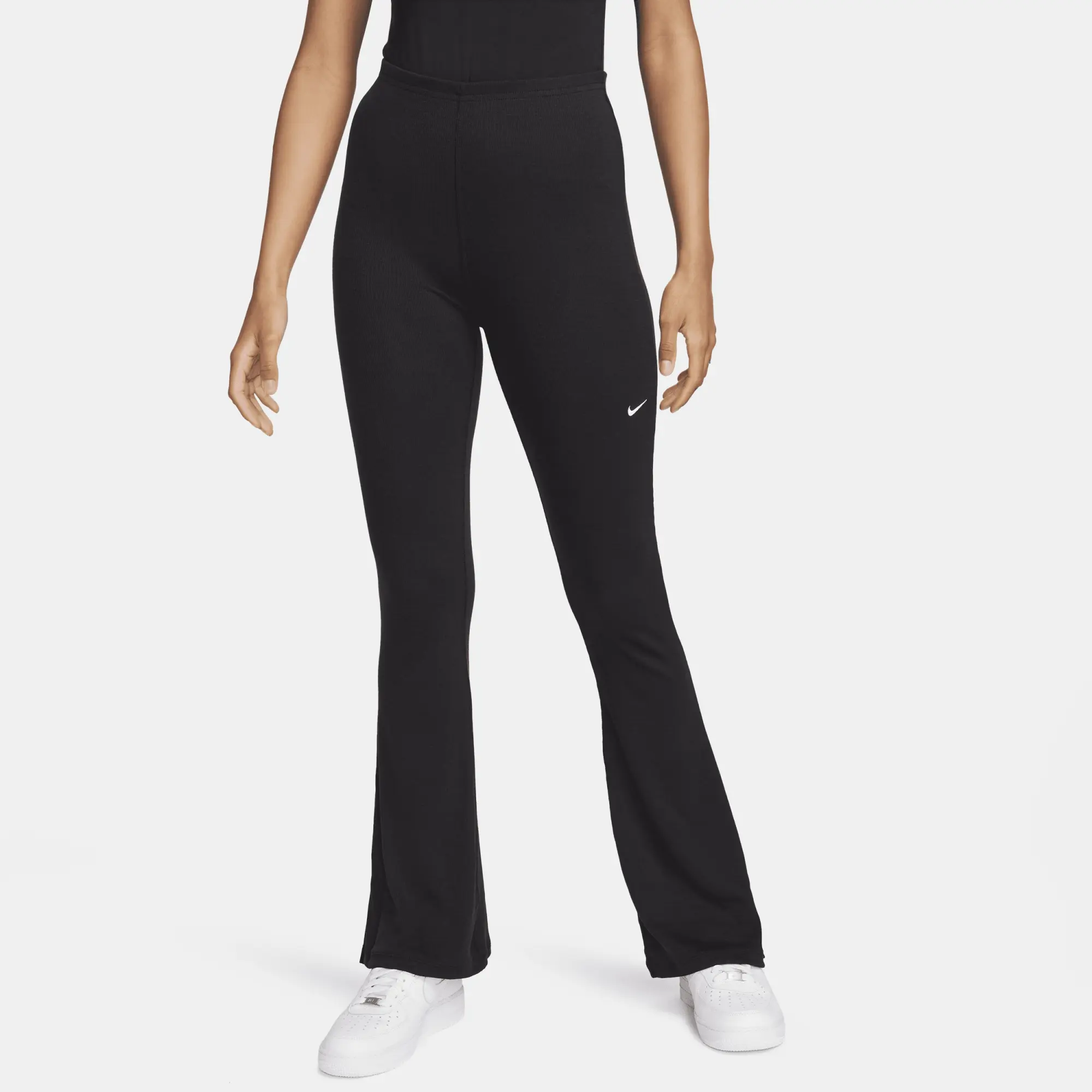 Nike Sportswear Chill Knit Women's Tight Mini-Rib Flared Leggings - Black - Polyester/Lyocell/Elastane