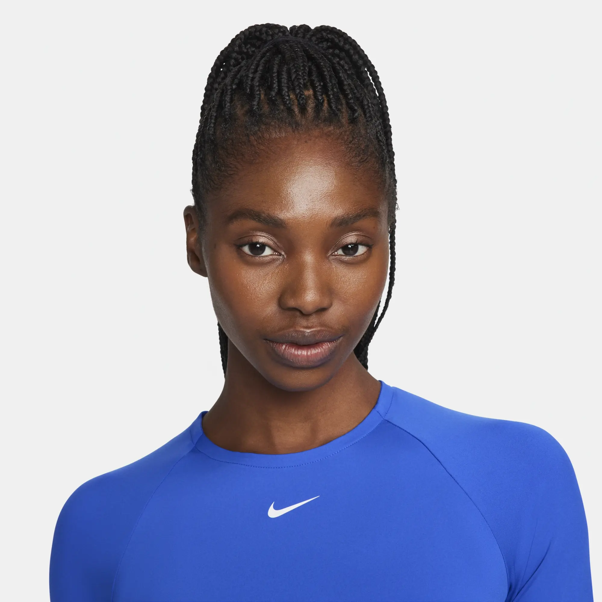 Nike Pro Women's Dri-FIT Cropped Long-Sleeve Top - Blue - Recycled Polyester Minimum