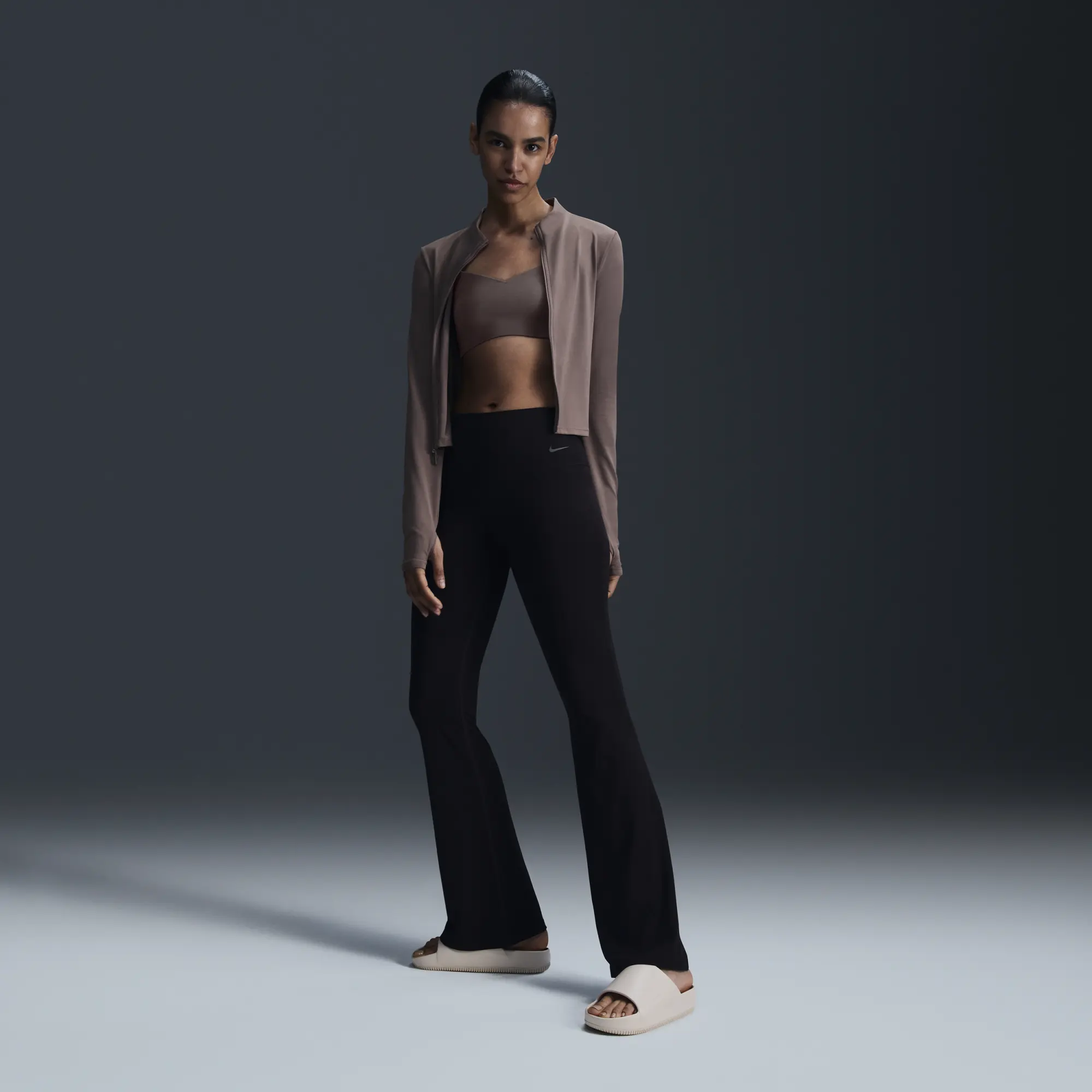 Nike Zenvy Women's High-Waisted Flared Leggings - Black - Nylon/Elastane
