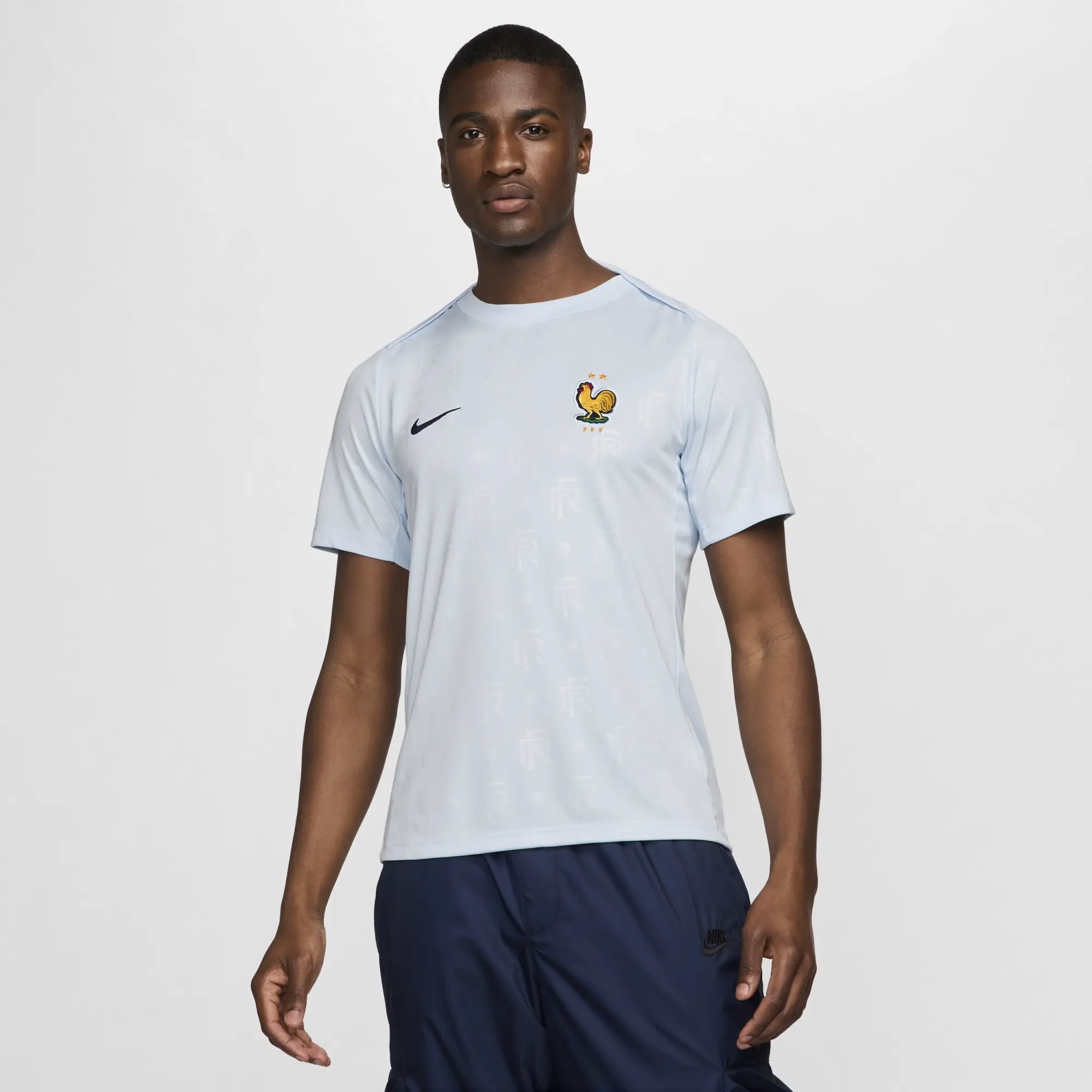 Nike France Training T-Shirt Dri-Fit Academy Pro Pre Match - Half Blue/Blackened Blue - ['Blue']