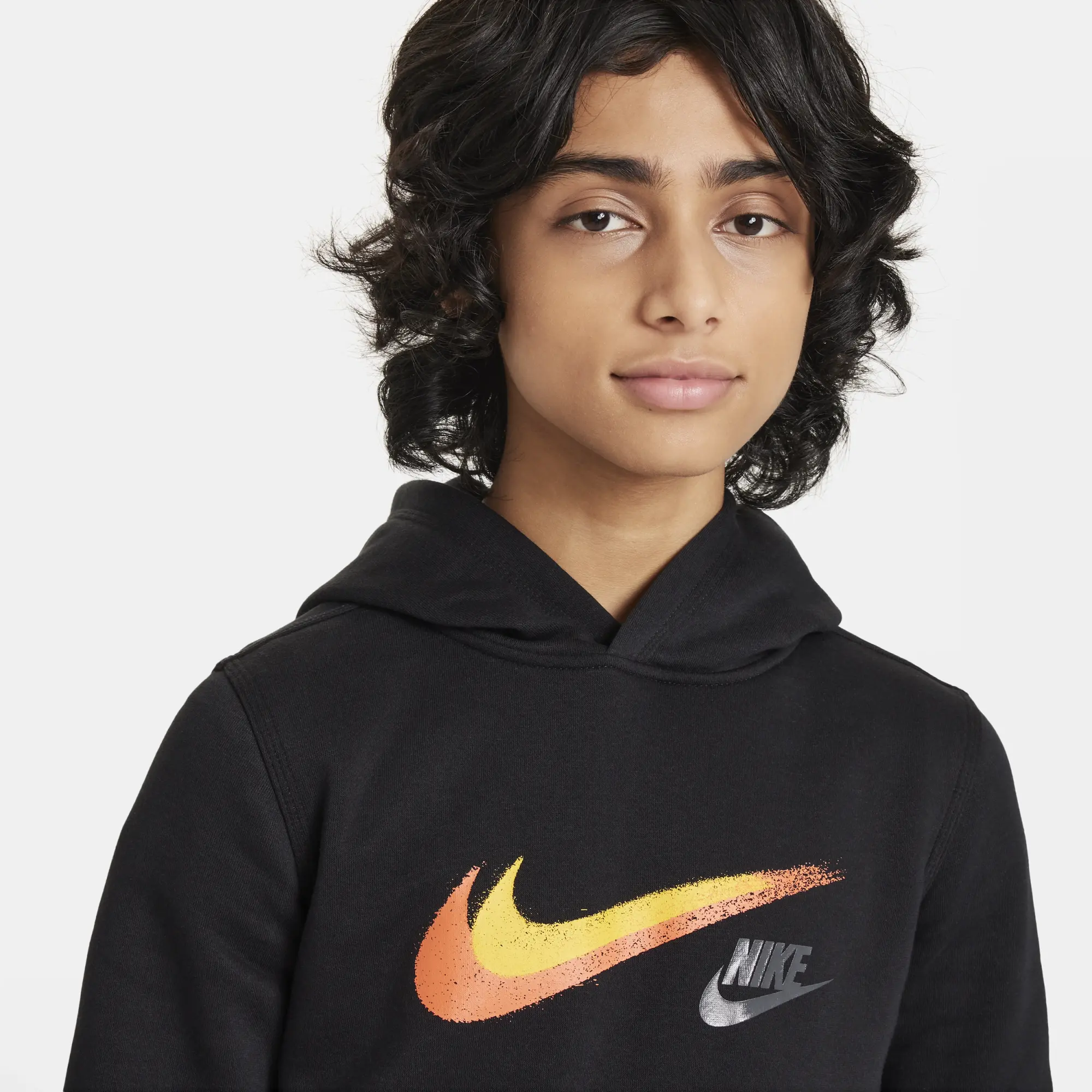 Nike Sportswear Older Kids' (Boys') Fleece Pullover Graphic Hoodie - Black - Cotton/Polyester