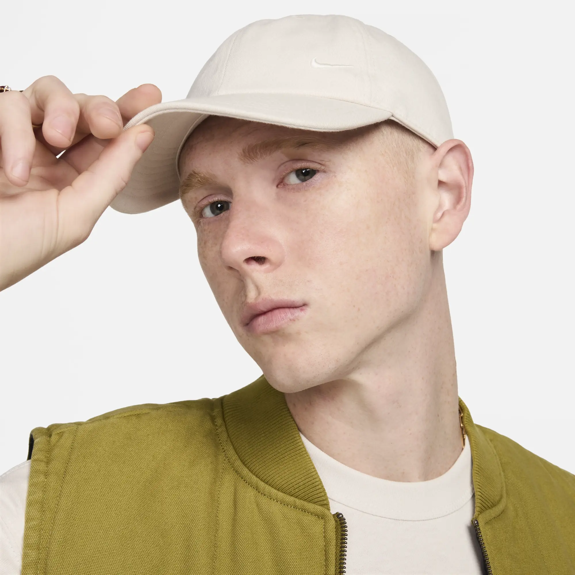 Nike Club Swoosh Hat In Ivory-Neutral