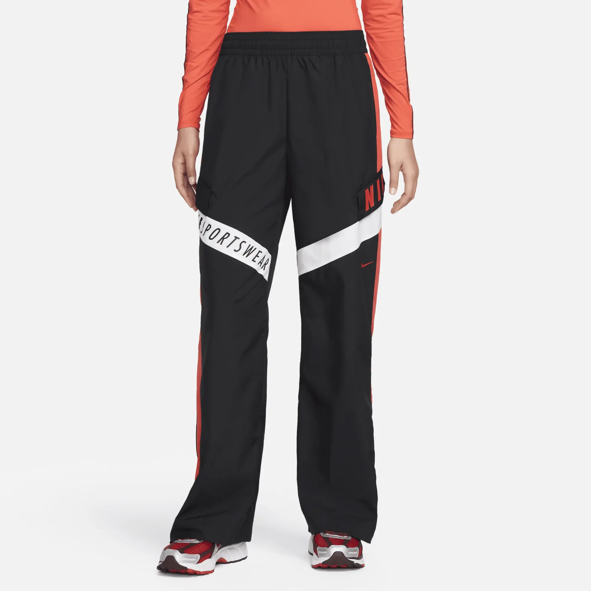 Nike Womens Woven Oversize High-Waisted Pant - Black - Size XS - Black