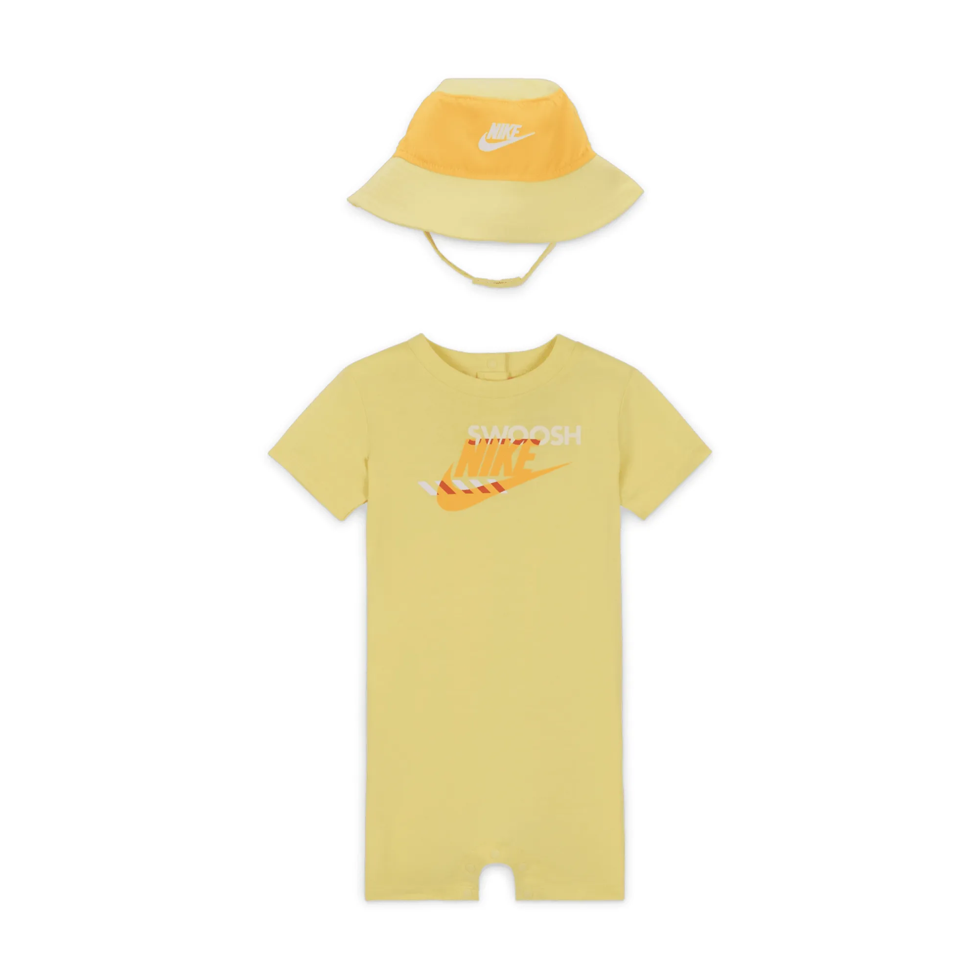 Nike Sportswear PE Baby (12–24M) Romper and Bucket Hat Set - Yellow - Cotton
